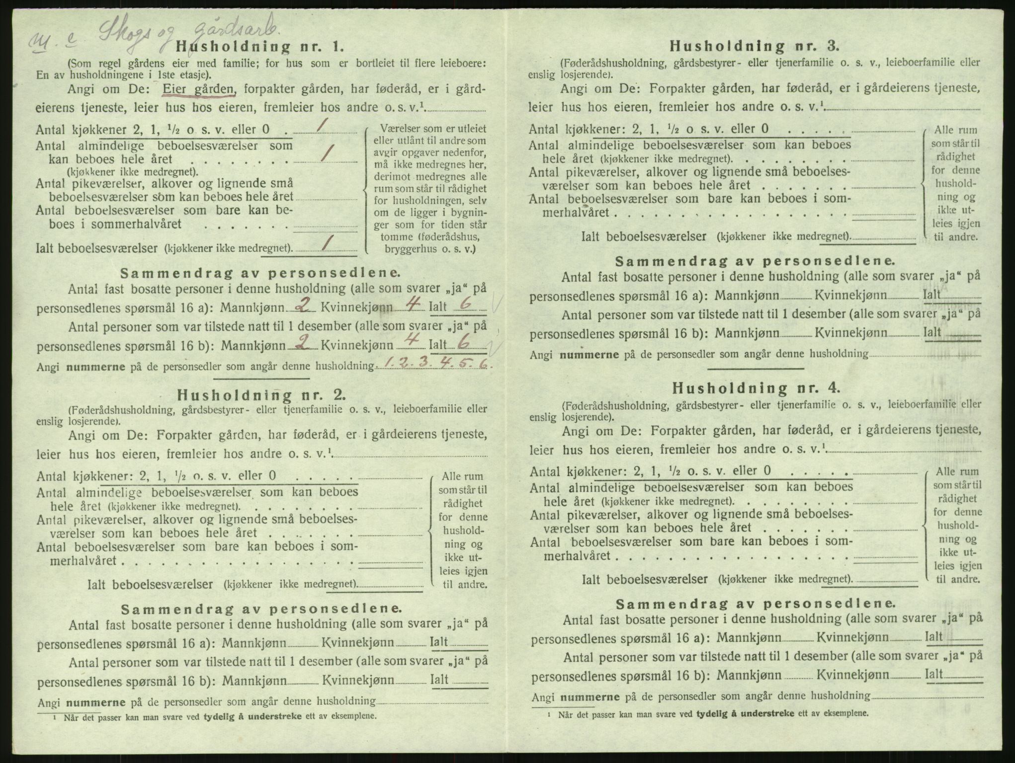 SAK, 1920 census for Bygland, 1920, p. 364