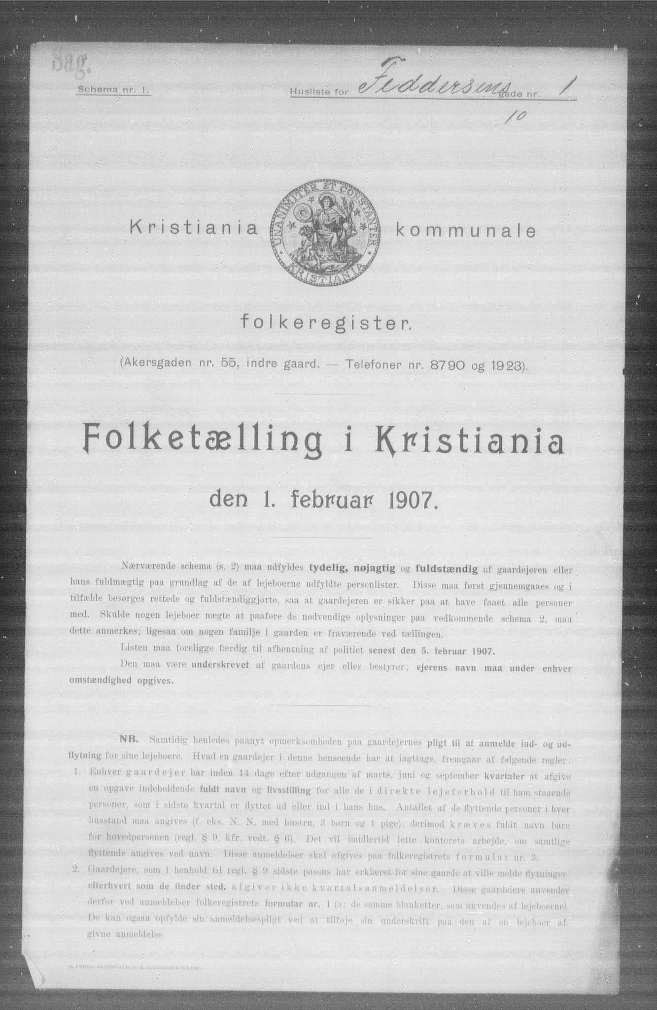 OBA, Municipal Census 1907 for Kristiania, 1907, p. 12131