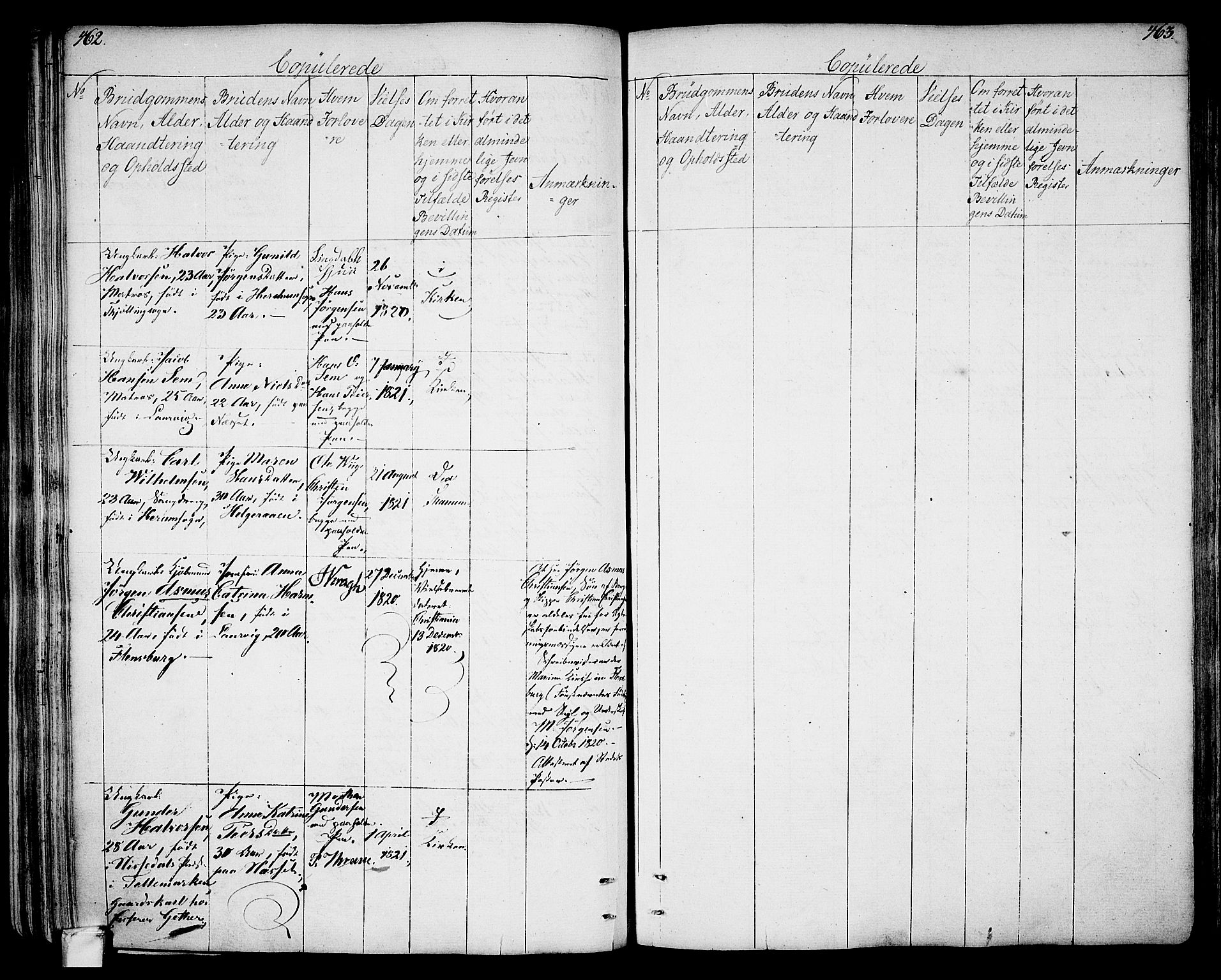 Larvik kirkebøker, SAKO/A-352/G/Ga/L0002: Parish register (copy) no. I 2, 1807-1830, p. 462-463