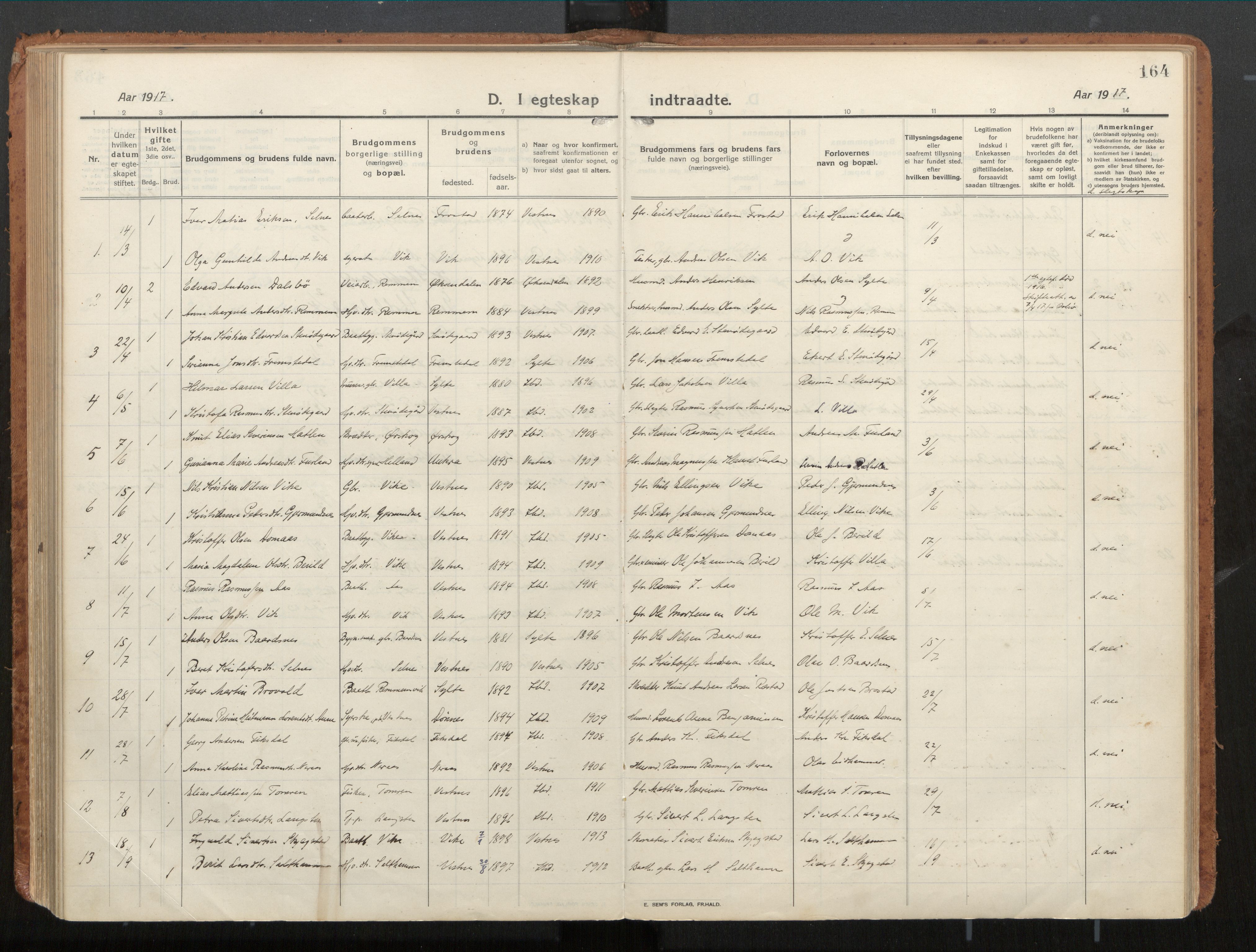 Ministerialprotokoller, klokkerbøker og fødselsregistre - Møre og Romsdal, AV/SAT-A-1454/539/L0534a: Parish register (official) no. 539A08, 1912-1935, p. 164