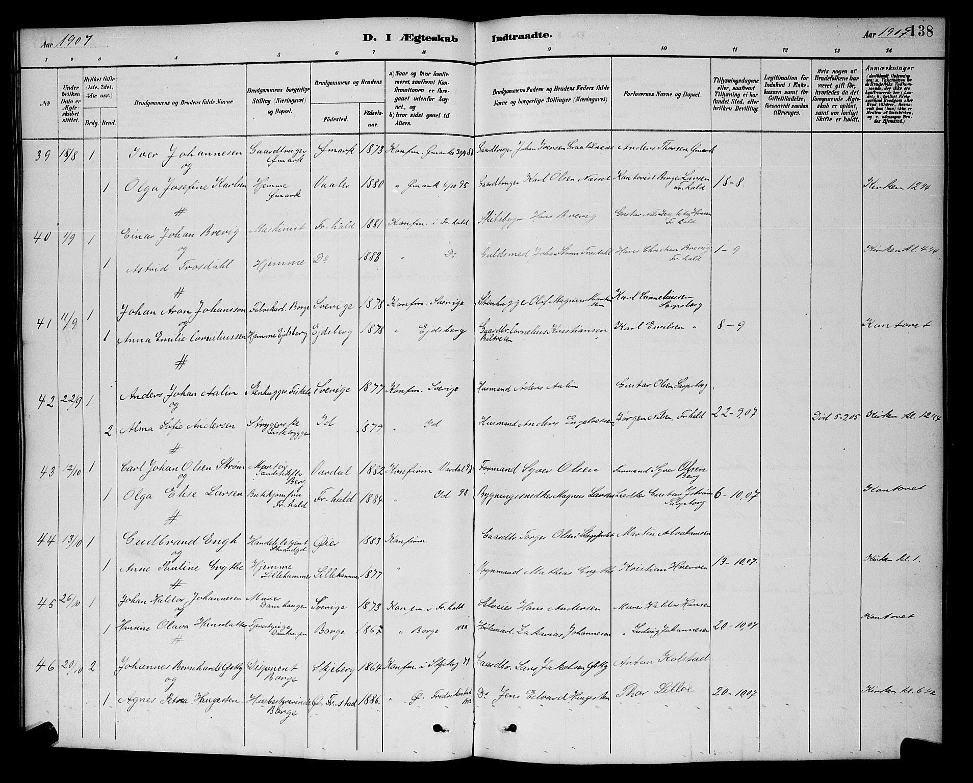 Halden prestekontor Kirkebøker, SAO/A-10909/G/Ga/L0009: Parish register (copy) no. 9, 1885-1908, p. 138