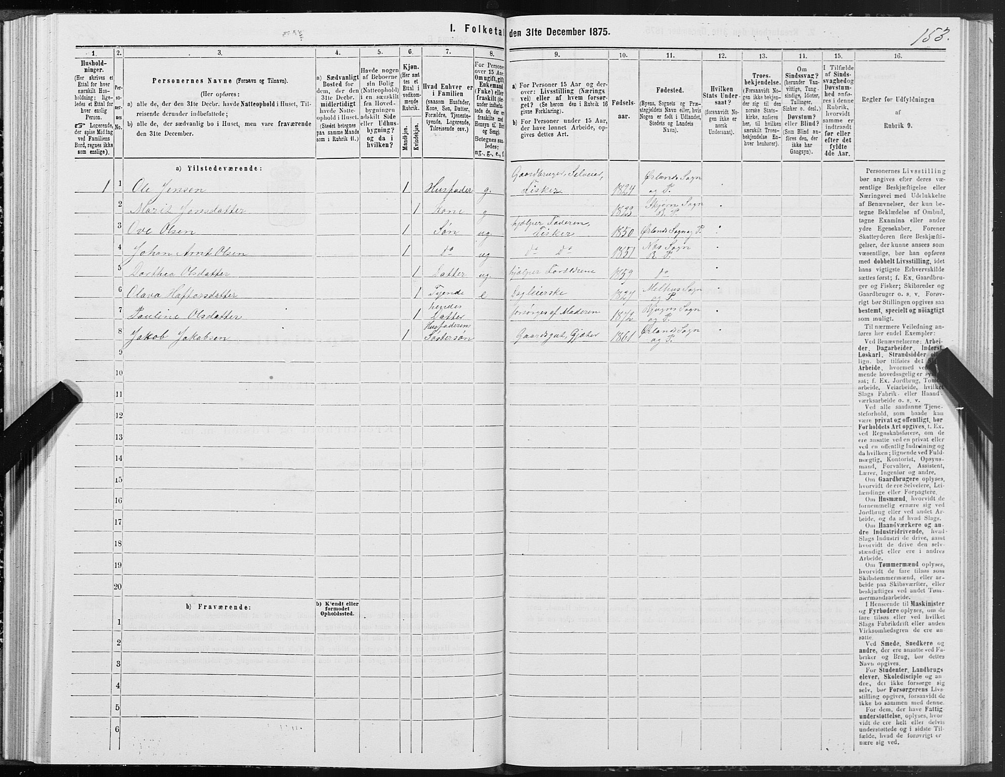 SAT, 1875 census for 1627P Bjugn, 1875, p. 3153