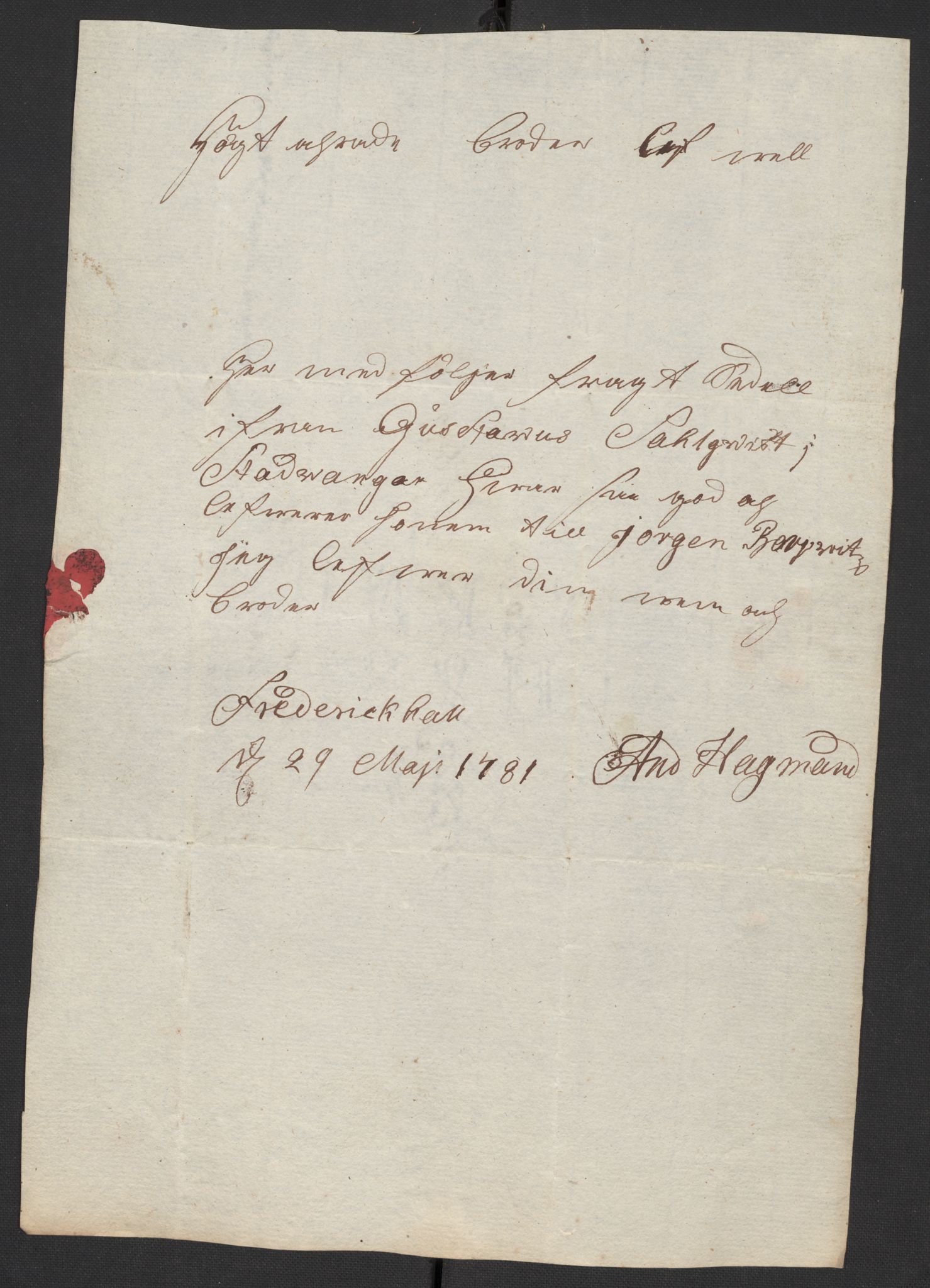 Oslo politidistrikt, AV/SAO-A-10085/D/Da/L0003: Innkomne brev, pro memoria m.v., 1781, p. 234