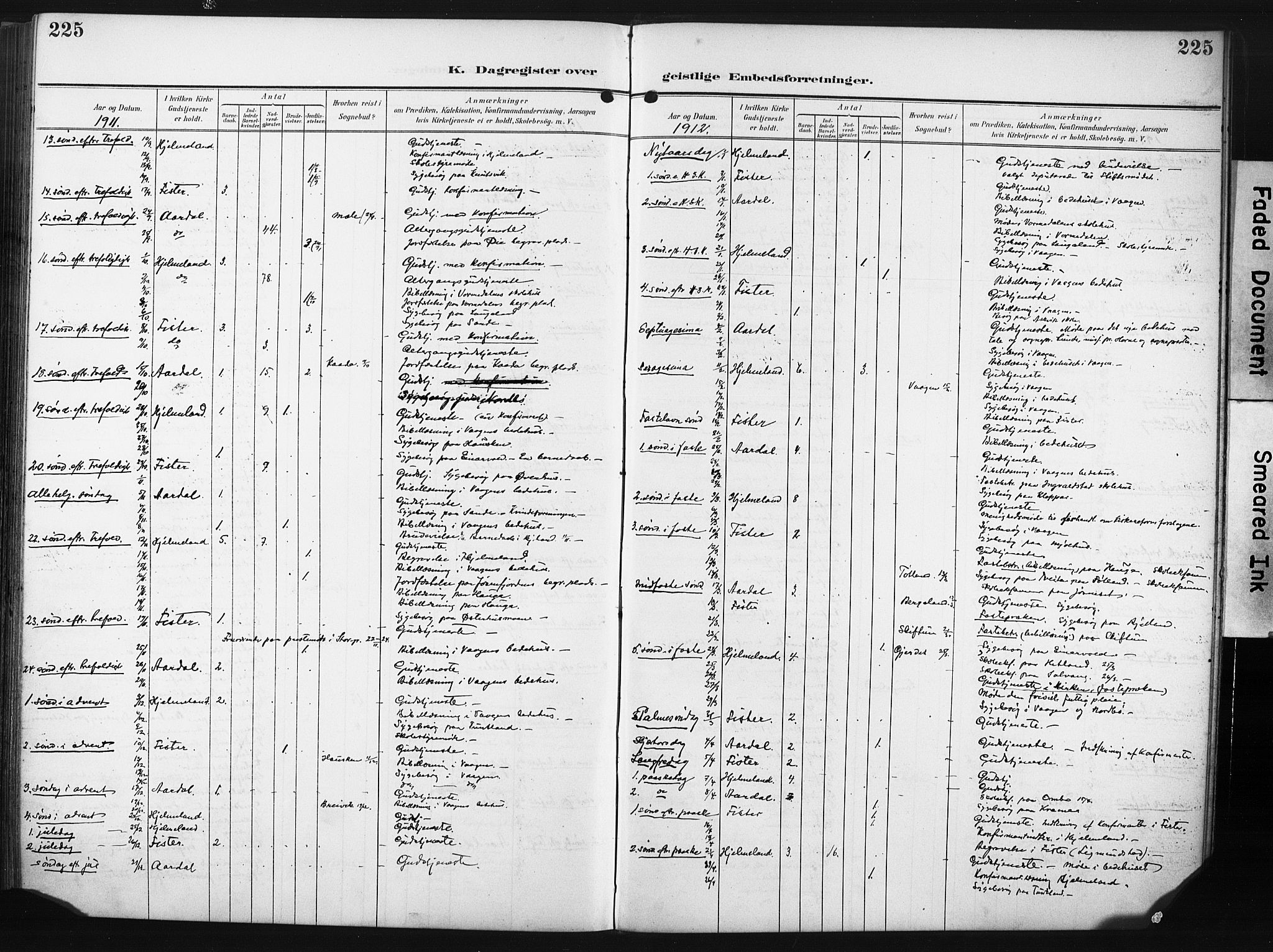 Hjelmeland sokneprestkontor, SAST/A-101843/02/A/L0002: Parish register (official) no. A 17, 1901-1916, p. 225