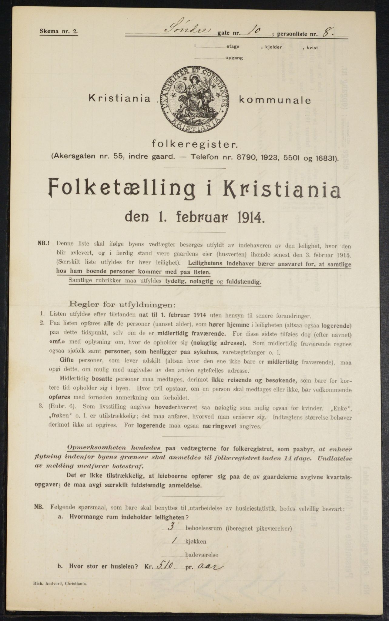 OBA, Municipal Census 1914 for Kristiania, 1914, p. 107102