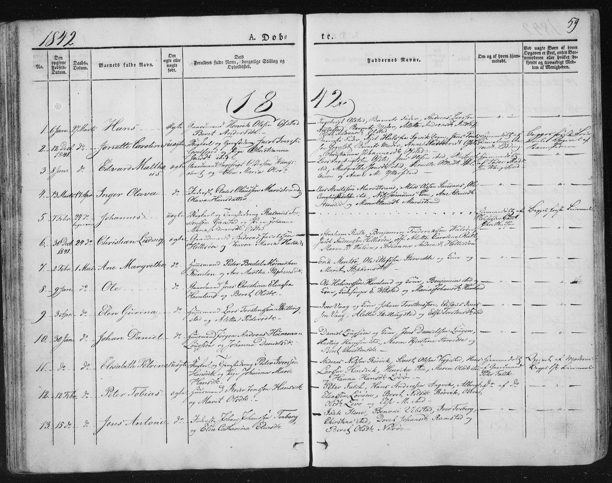 Ministerialprotokoller, klokkerbøker og fødselsregistre - Nord-Trøndelag, SAT/A-1458/784/L0669: Parish register (official) no. 784A04, 1829-1859, p. 59