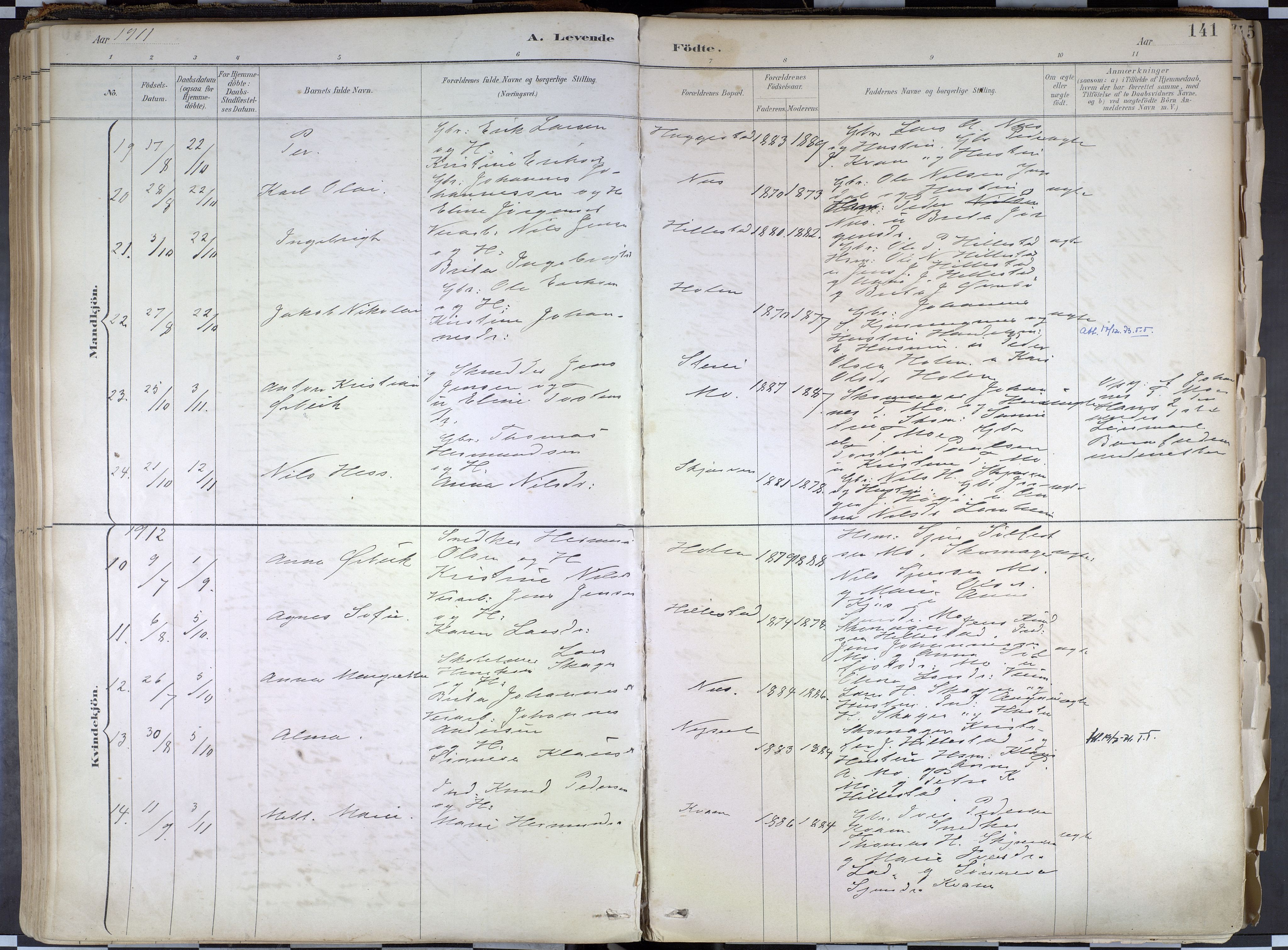 Hafslo sokneprestembete, AV/SAB-A-80301/H/Haa/Haab/L0001: Parish register (official) no. B 1, 1886-1945, p. 141