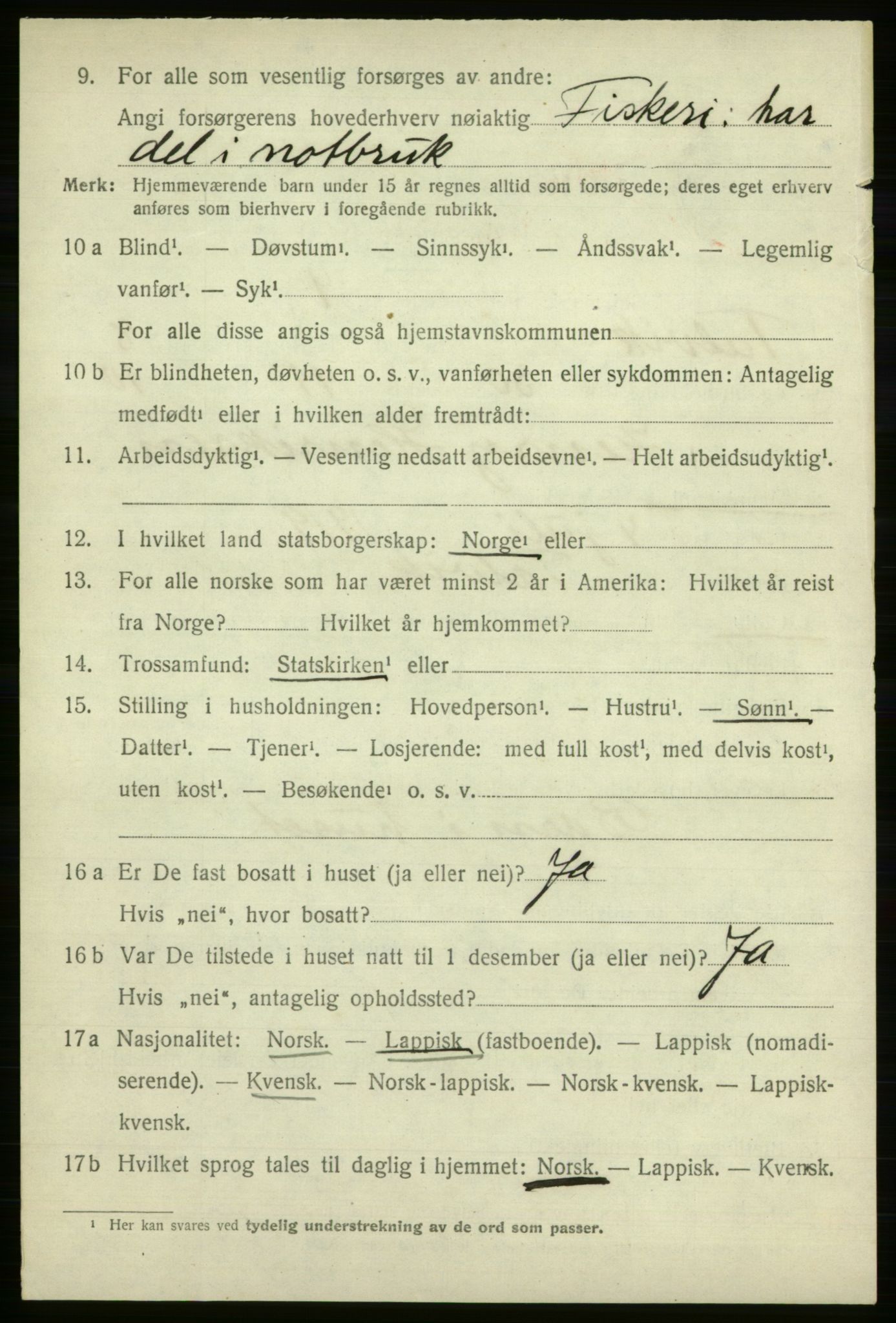SATØ, 1920 census for Talvik, 1920, p. 5309