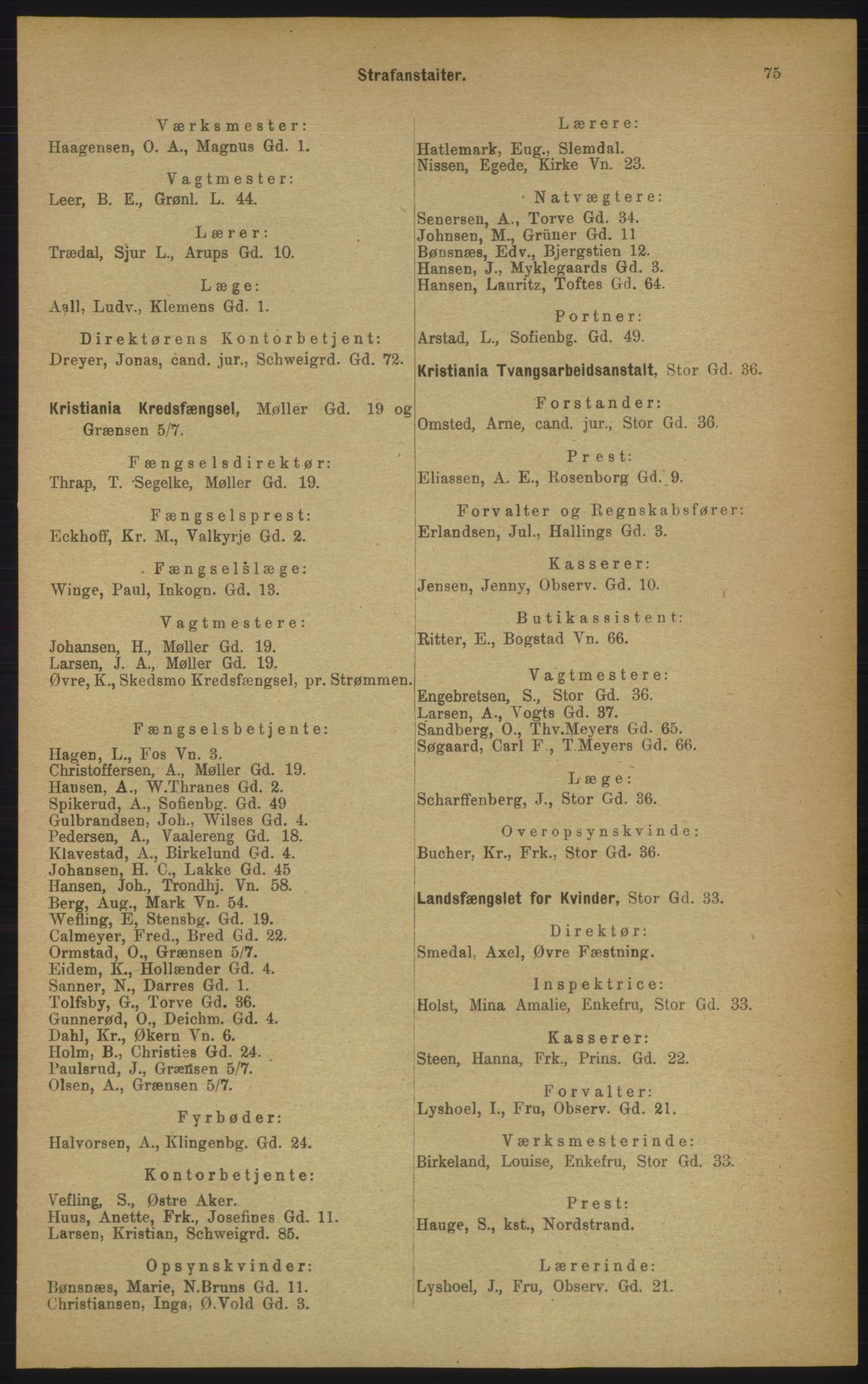 Kristiania/Oslo adressebok, PUBL/-, 1906, p. 75