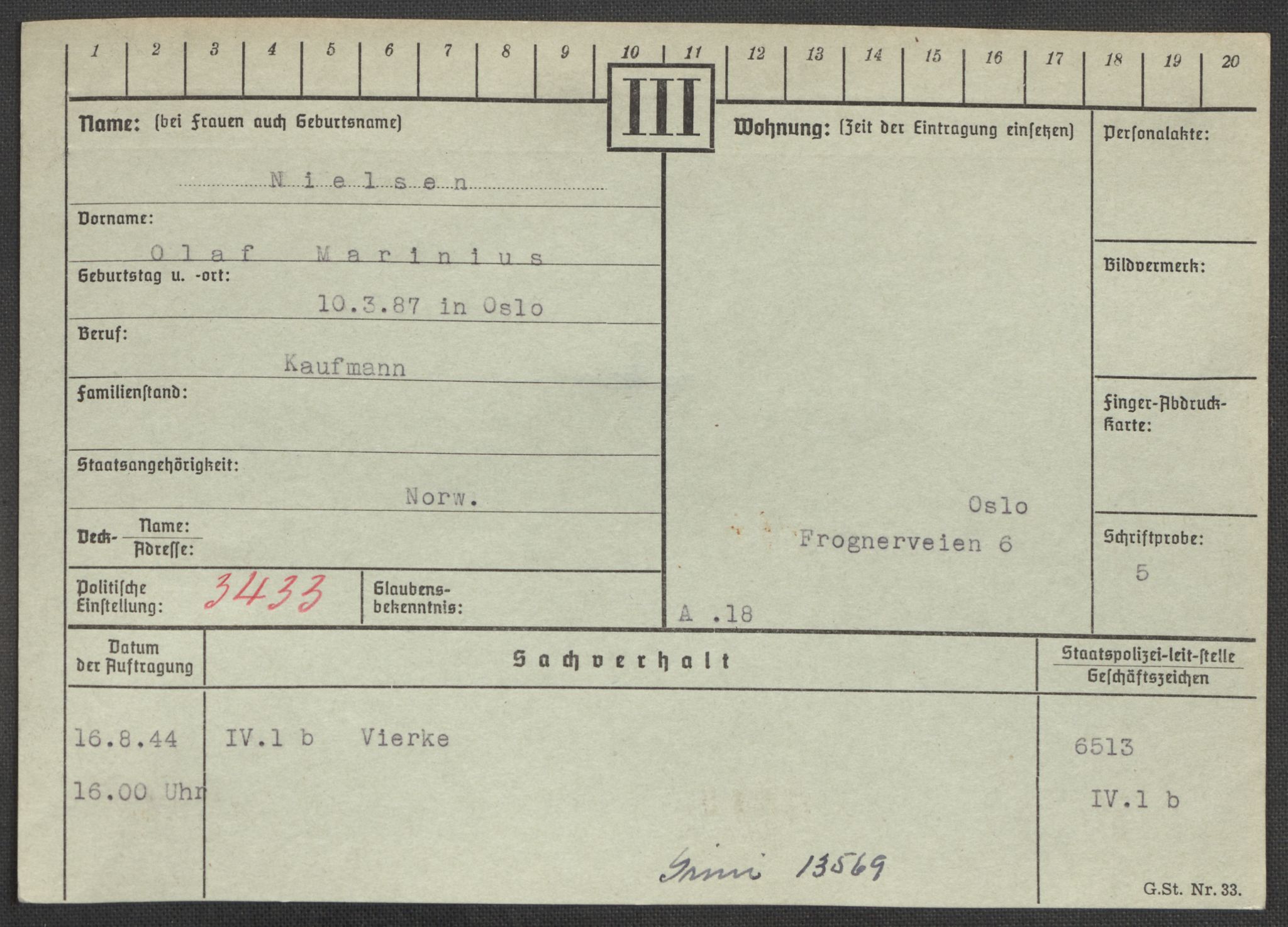 Befehlshaber der Sicherheitspolizei und des SD, RA/RAFA-5969/E/Ea/Eaa/L0007: Register over norske fanger i Møllergata 19: Lundb-N, 1940-1945, p. 1116