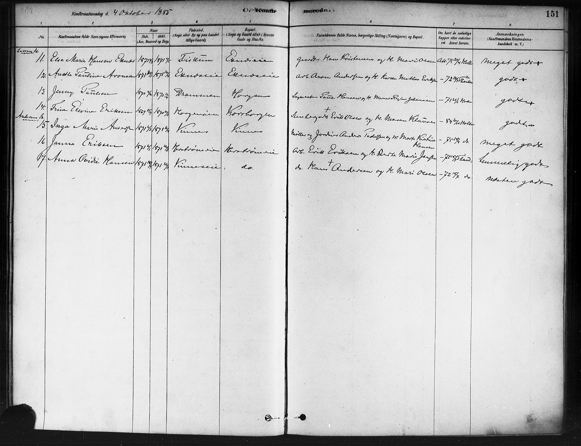 Nedre Eiker kirkebøker, AV/SAKO-A-612/F/Fa/L0002: Parish register (official) no. 2, 1878-1885, p. 151