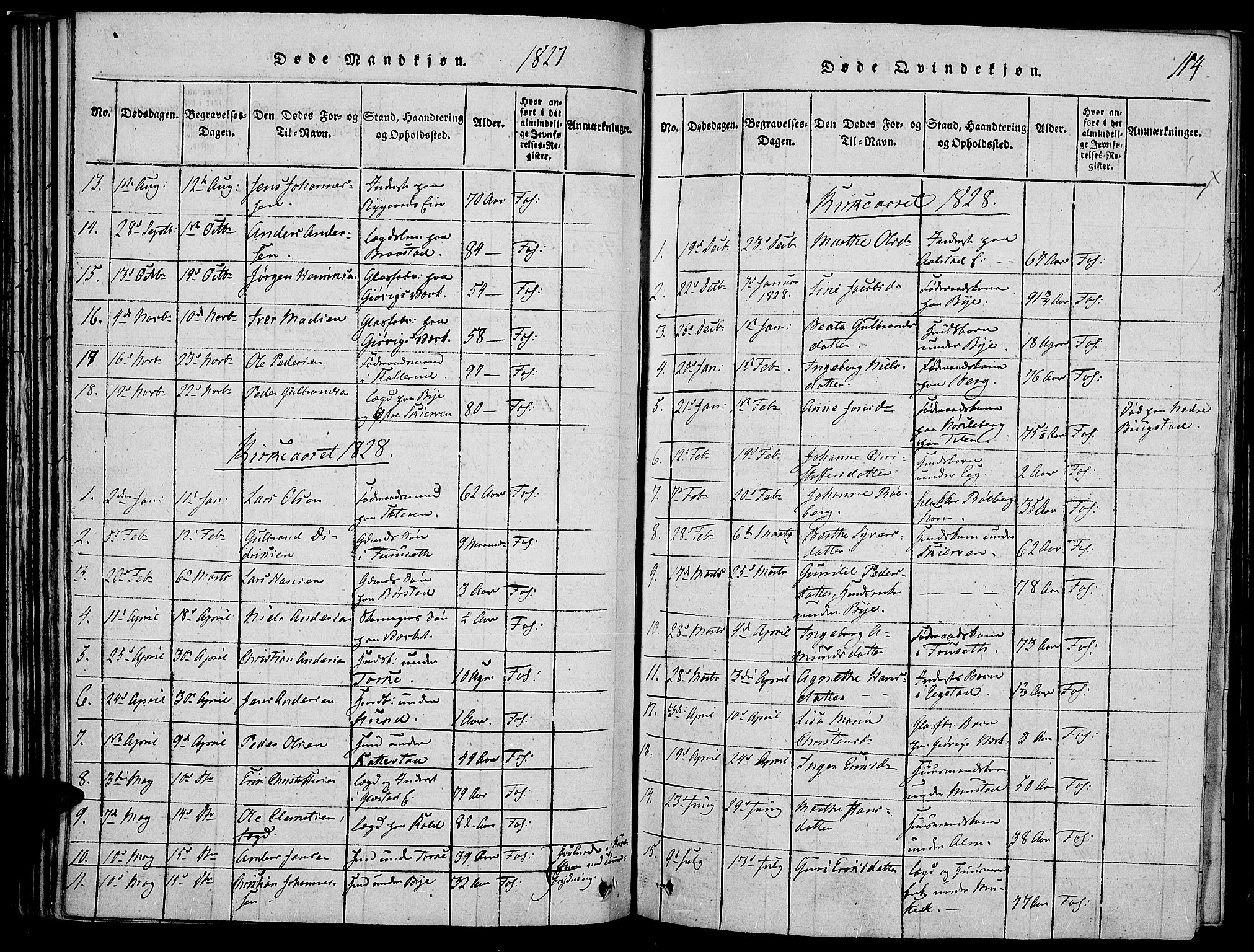 Vardal prestekontor, AV/SAH-PREST-100/H/Ha/Haa/L0004: Parish register (official) no. 4, 1814-1831, p. 114