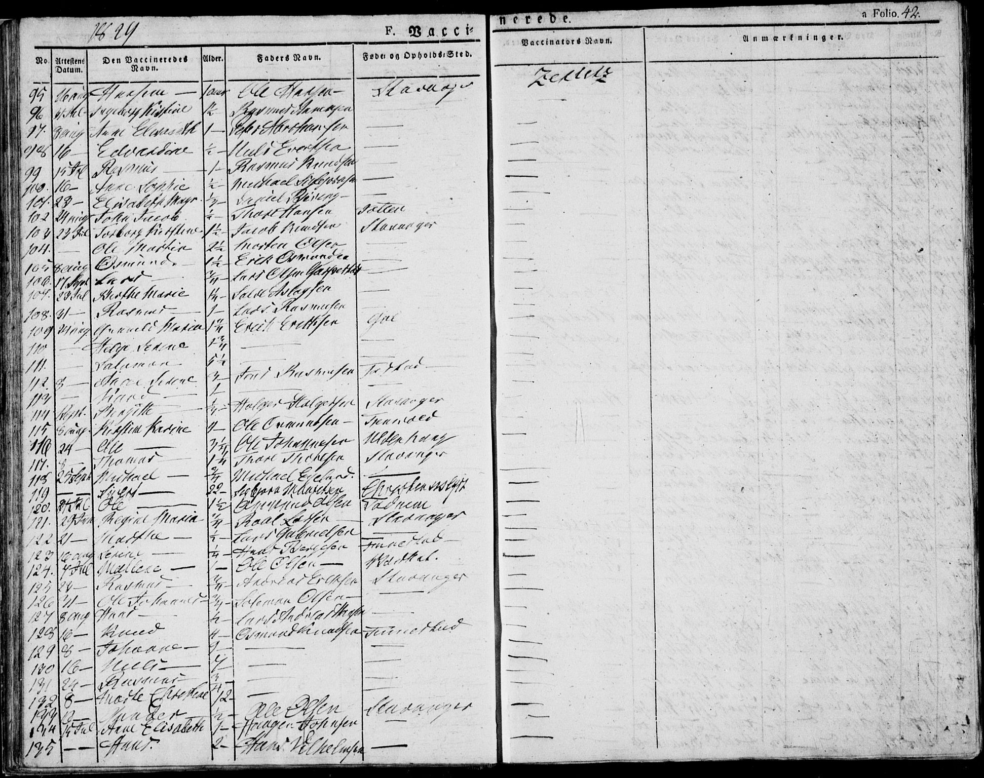 Domkirken sokneprestkontor, SAST/A-101812/001/30/30BA/L0010: Parish register (official) no. A 10, 1821-1859, p. 42