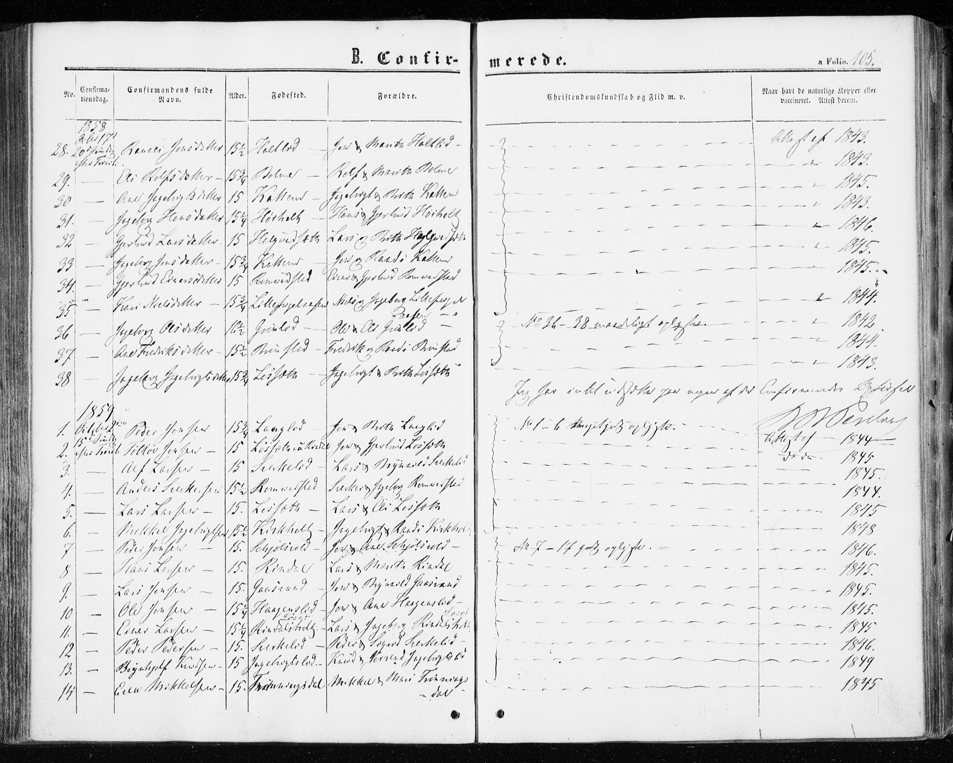 Ministerialprotokoller, klokkerbøker og fødselsregistre - Møre og Romsdal, SAT/A-1454/598/L1067: Parish register (official) no. 598A01, 1858-1871, p. 105