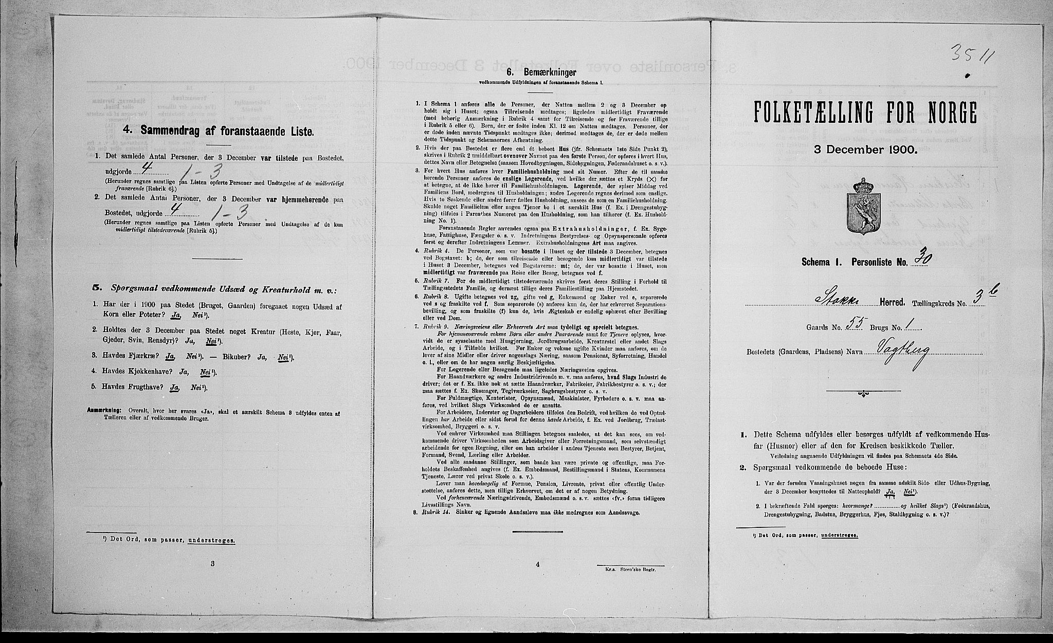 RA, 1900 census for Stokke, 1900, p. 737