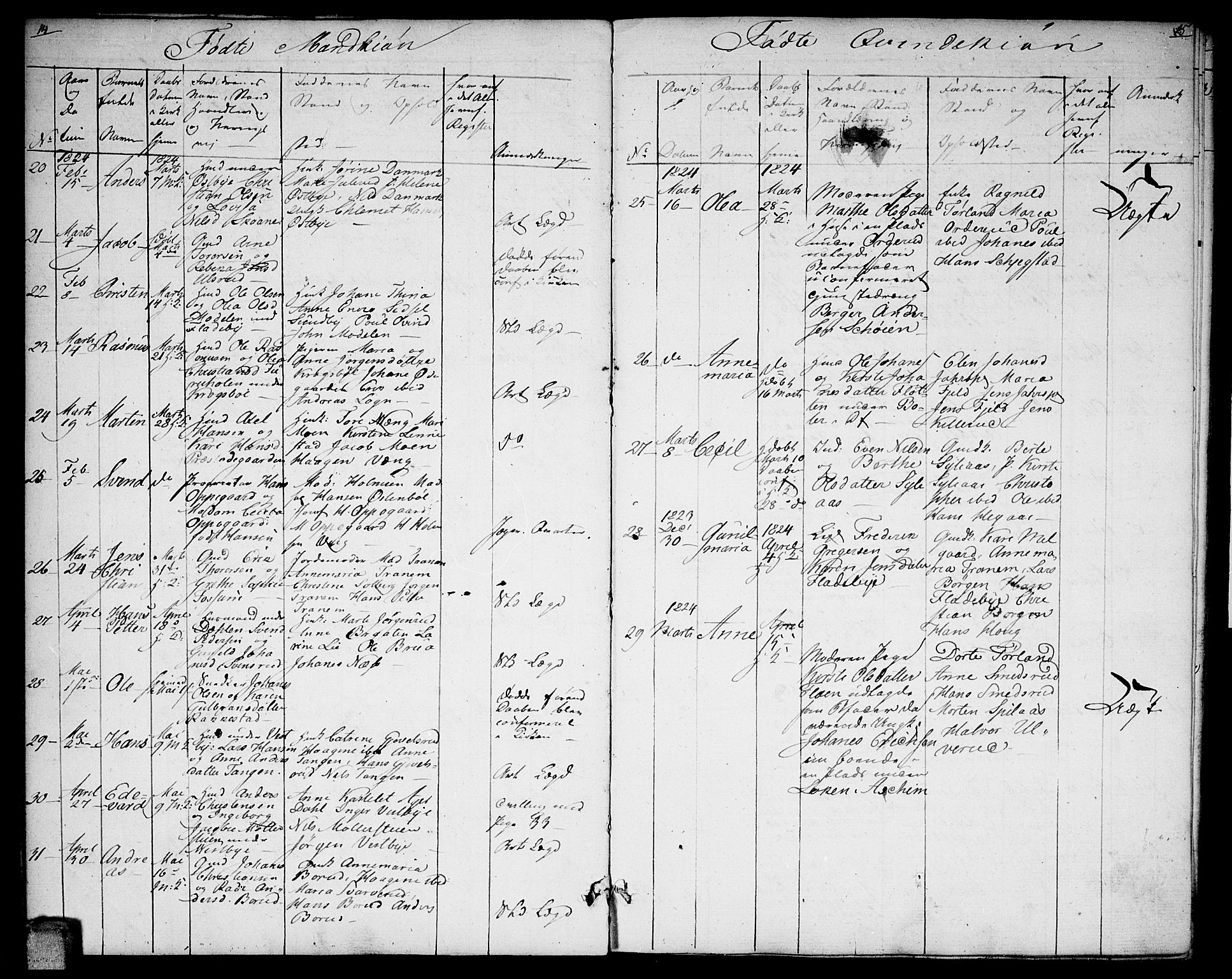 Enebakk prestekontor Kirkebøker, AV/SAO-A-10171c/F/Fa/L0007: Parish register (official) no. I 7, 1823-1832, p. 14-15