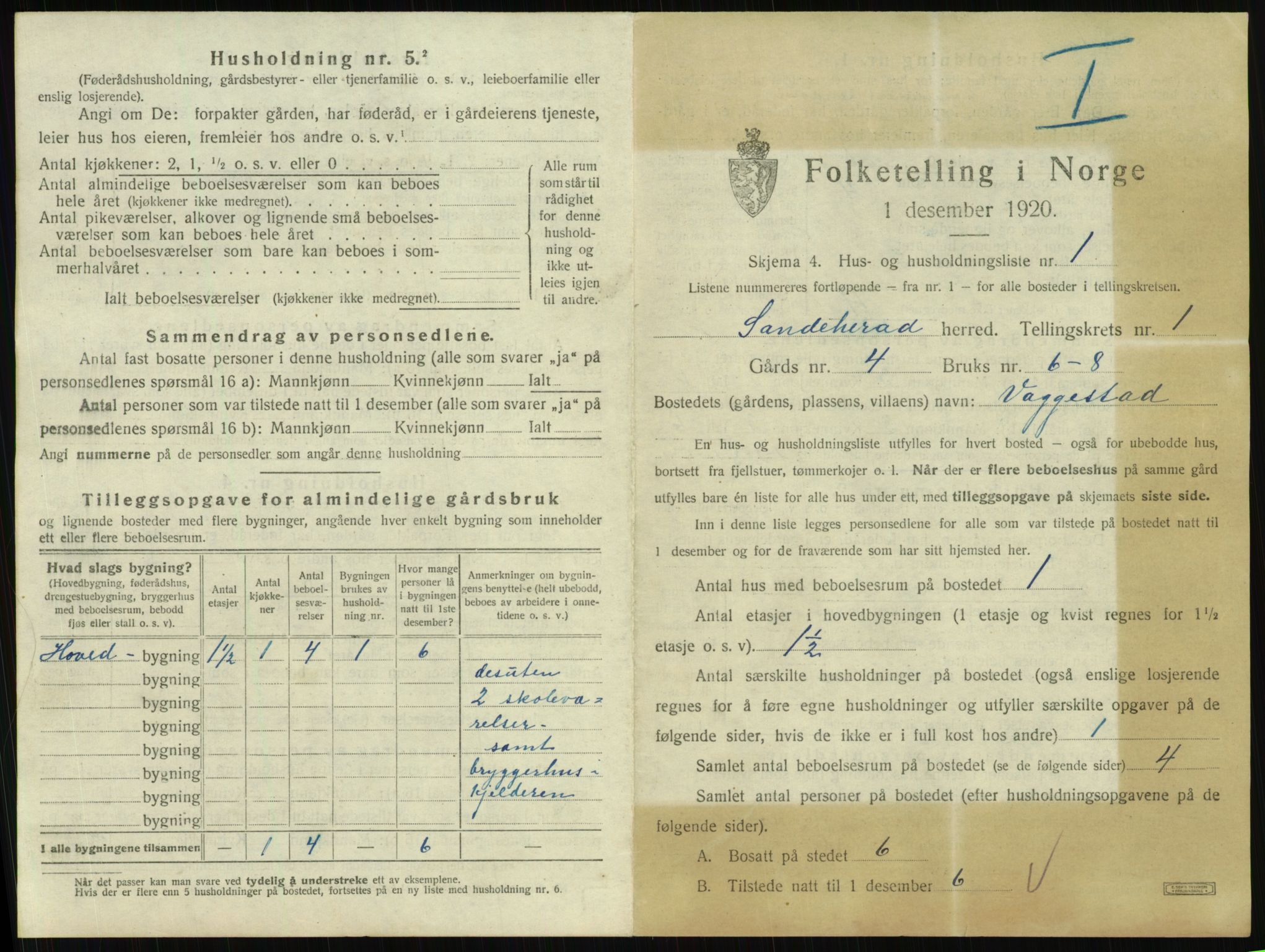 SAKO, 1920 census for Sandeherred, 1920, p. 79