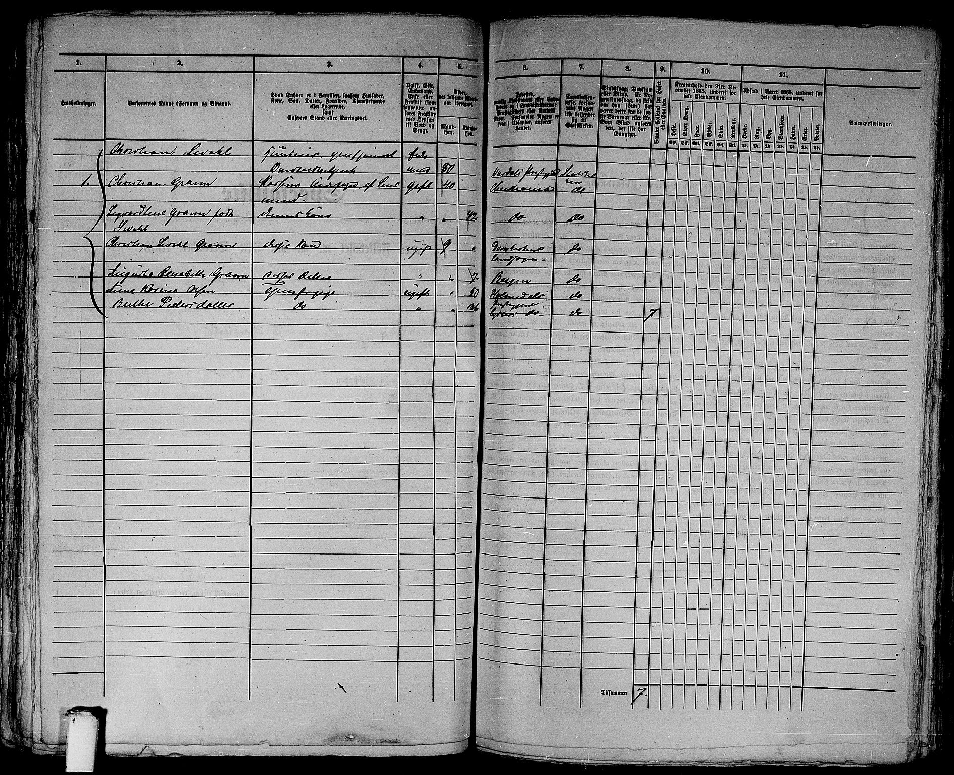 RA, 1865 census for Bergen, 1865, p. 3359