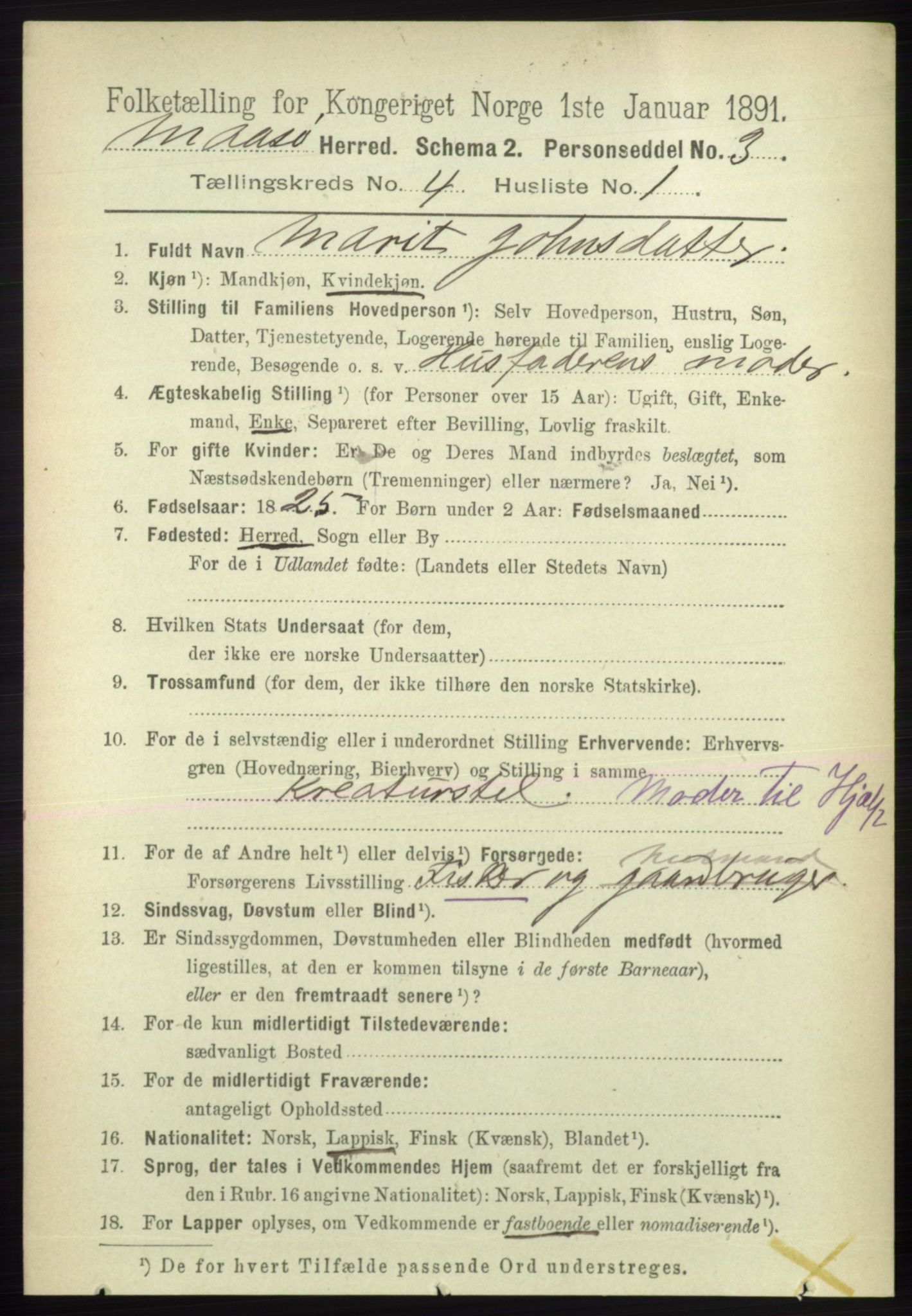 RA, 1891 census for 2018 Måsøy, 1891, p. 532