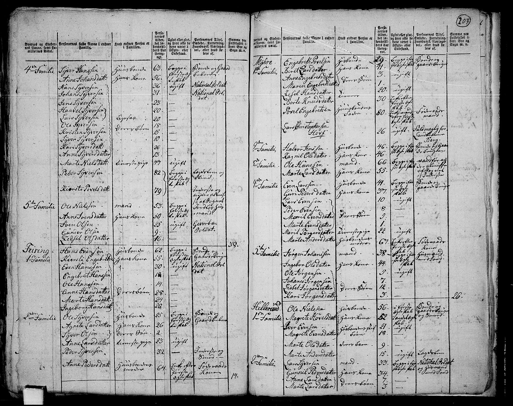 RA, 1801 census for 0525P Biri, 1801, p. 206b-207a