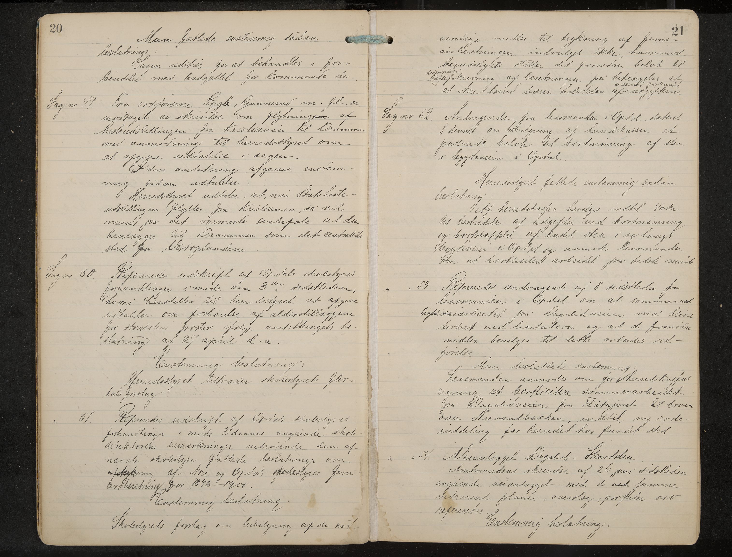 Uvdal formannskap og sentraladministrasjon, IKAK/0634021/A/Aa/L0001: Møtebok, 1901-1909, p. 20-21