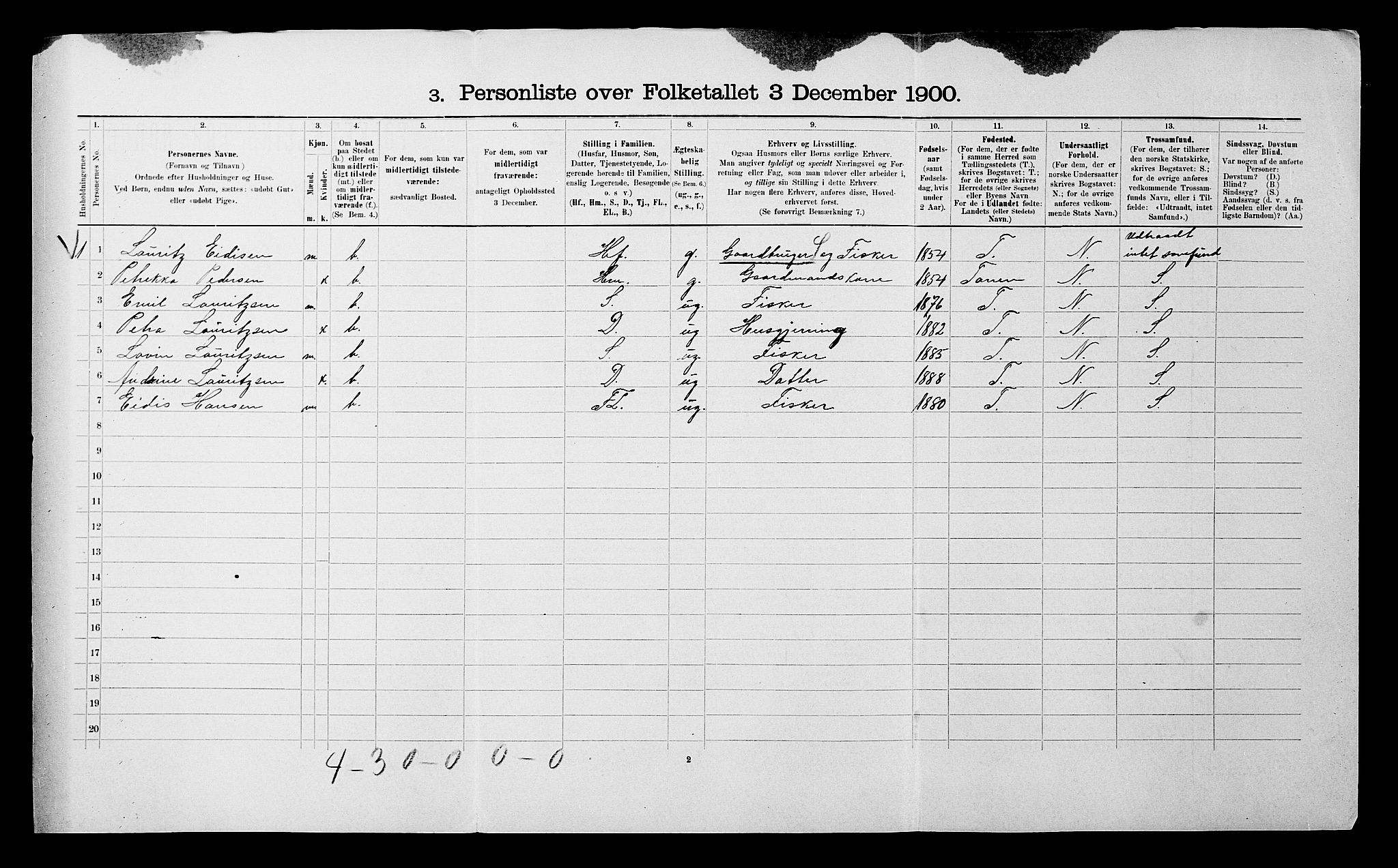 SATØ, 1900 census for Lenvik, 1900, p. 1003