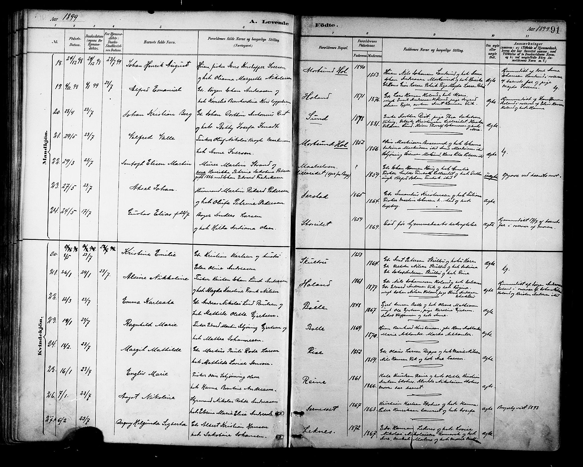 Ministerialprotokoller, klokkerbøker og fødselsregistre - Nordland, AV/SAT-A-1459/881/L1167: Parish register (copy) no. 881C04, 1886-1899, p. 91