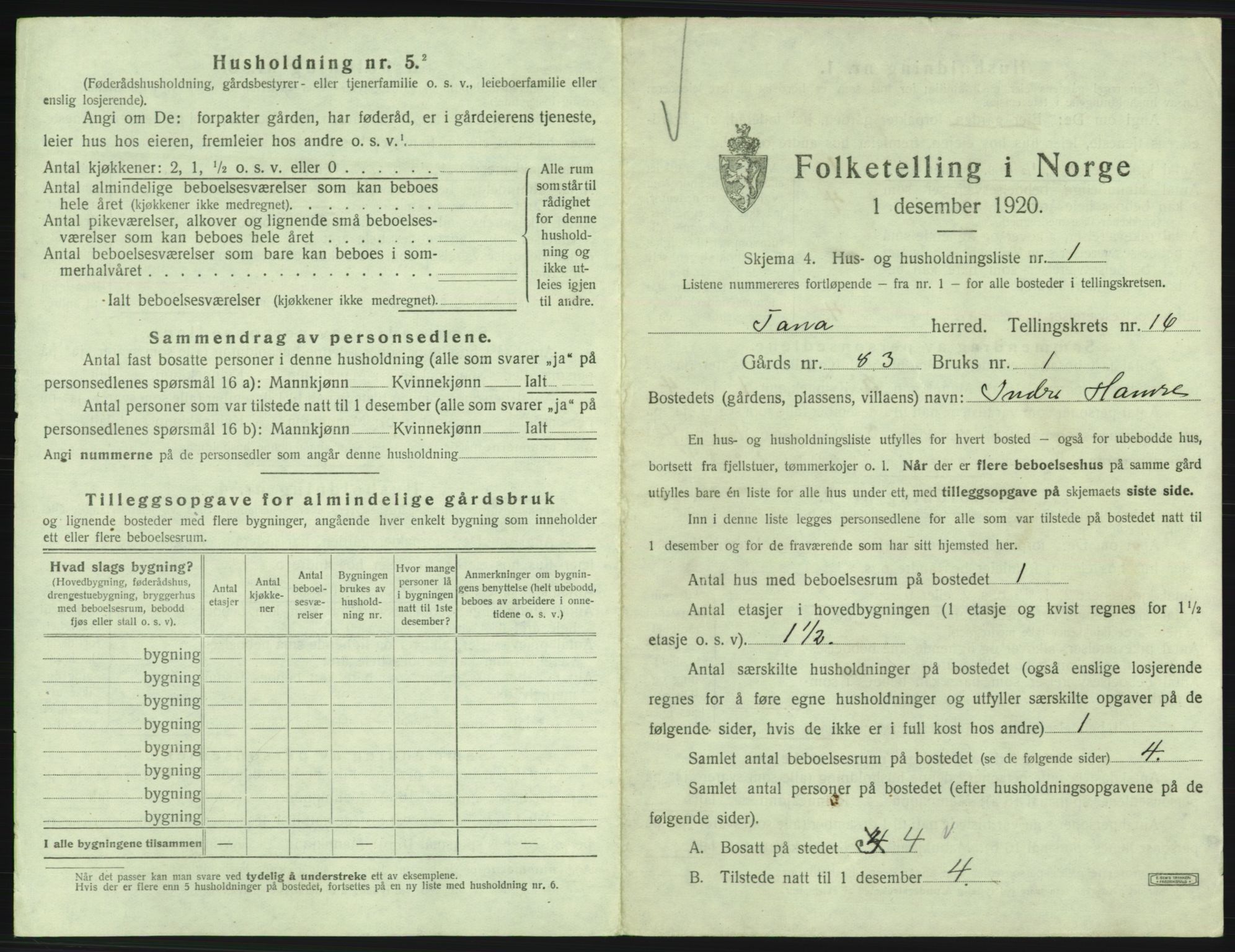 SAB, 1920 census for Fana, 1920, p. 2565