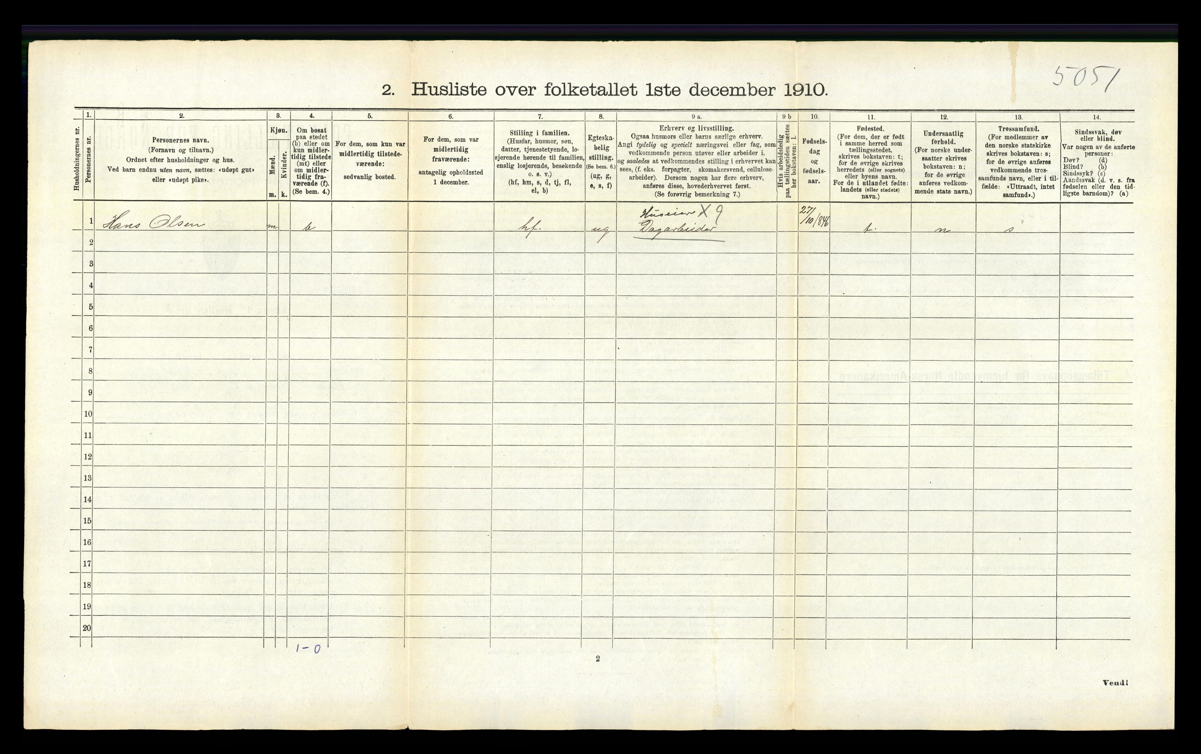 RA, 1910 census for Nesset, 1910, p. 178