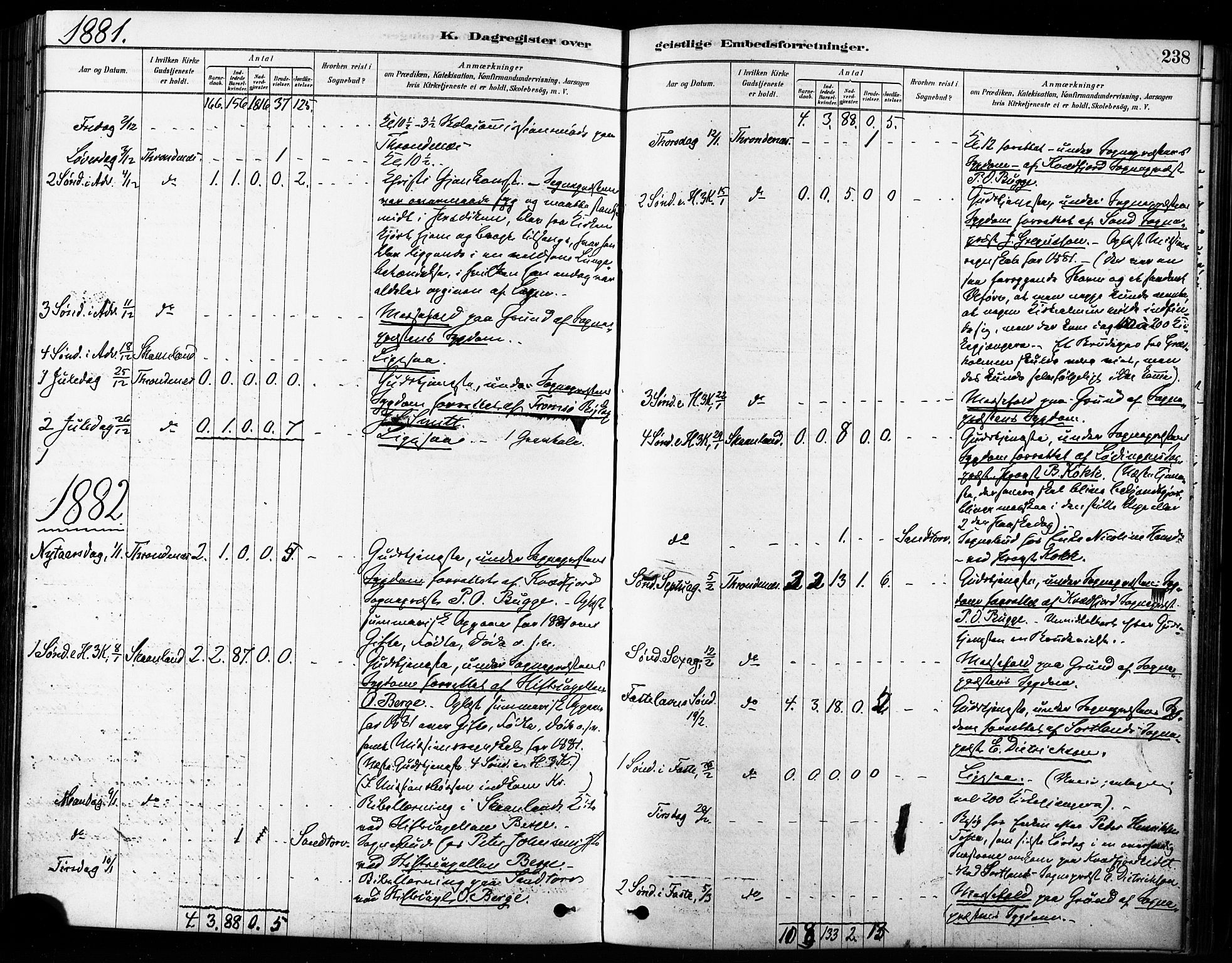 Trondenes sokneprestkontor, SATØ/S-1319/H/Ha/L0015kirke: Parish register (official) no. 15, 1878-1889, p. 238