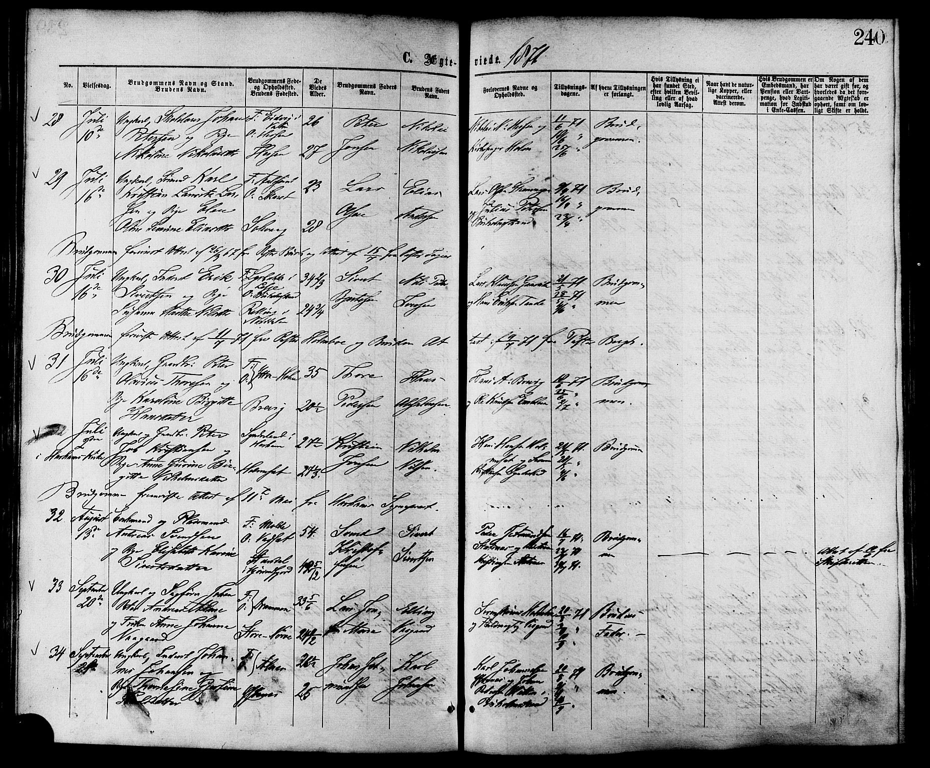 Ministerialprotokoller, klokkerbøker og fødselsregistre - Møre og Romsdal, AV/SAT-A-1454/528/L0399: Parish register (official) no. 528A10, 1864-1879, p. 240