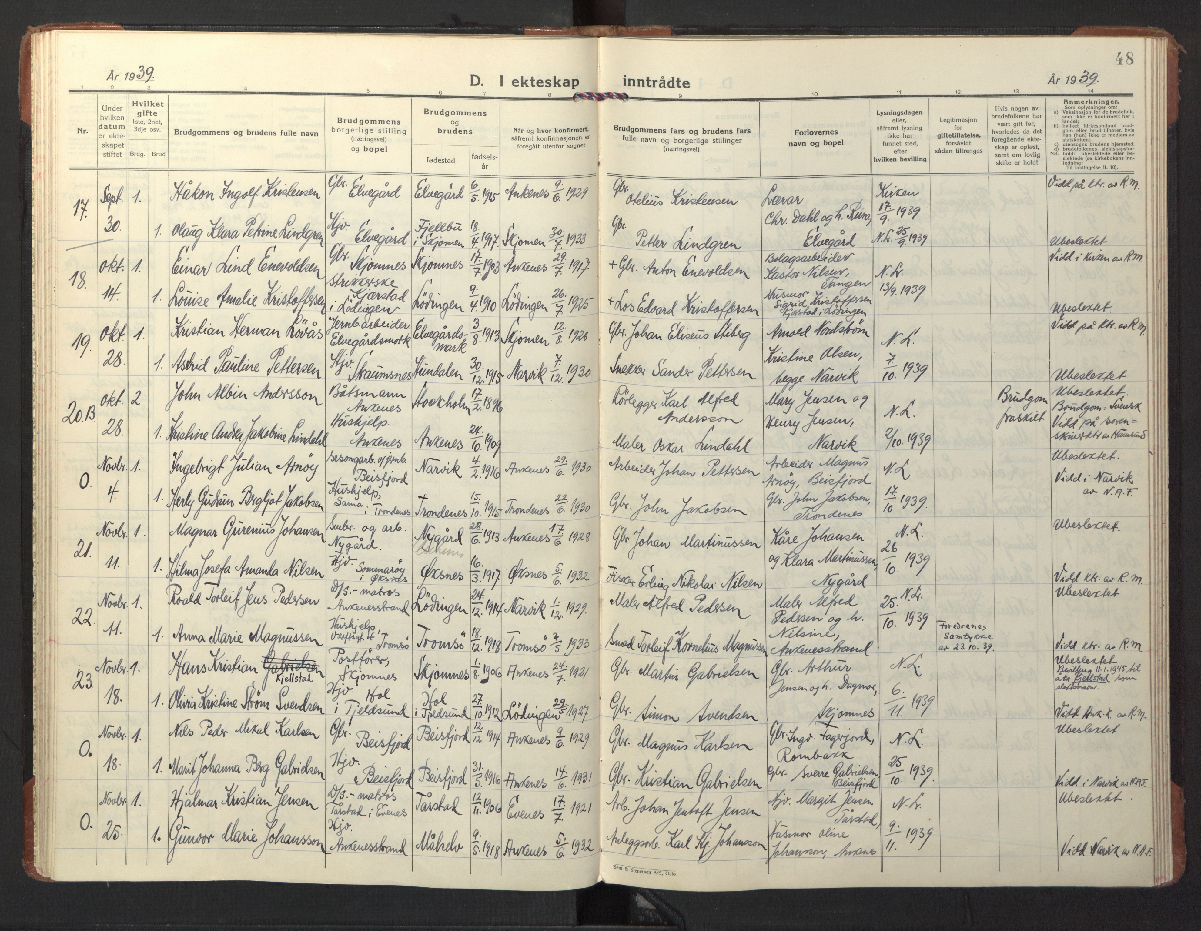 Ministerialprotokoller, klokkerbøker og fødselsregistre - Nordland, AV/SAT-A-1459/866/L0948: Parish register (official) no. 866A11, 1929-1949, p. 48