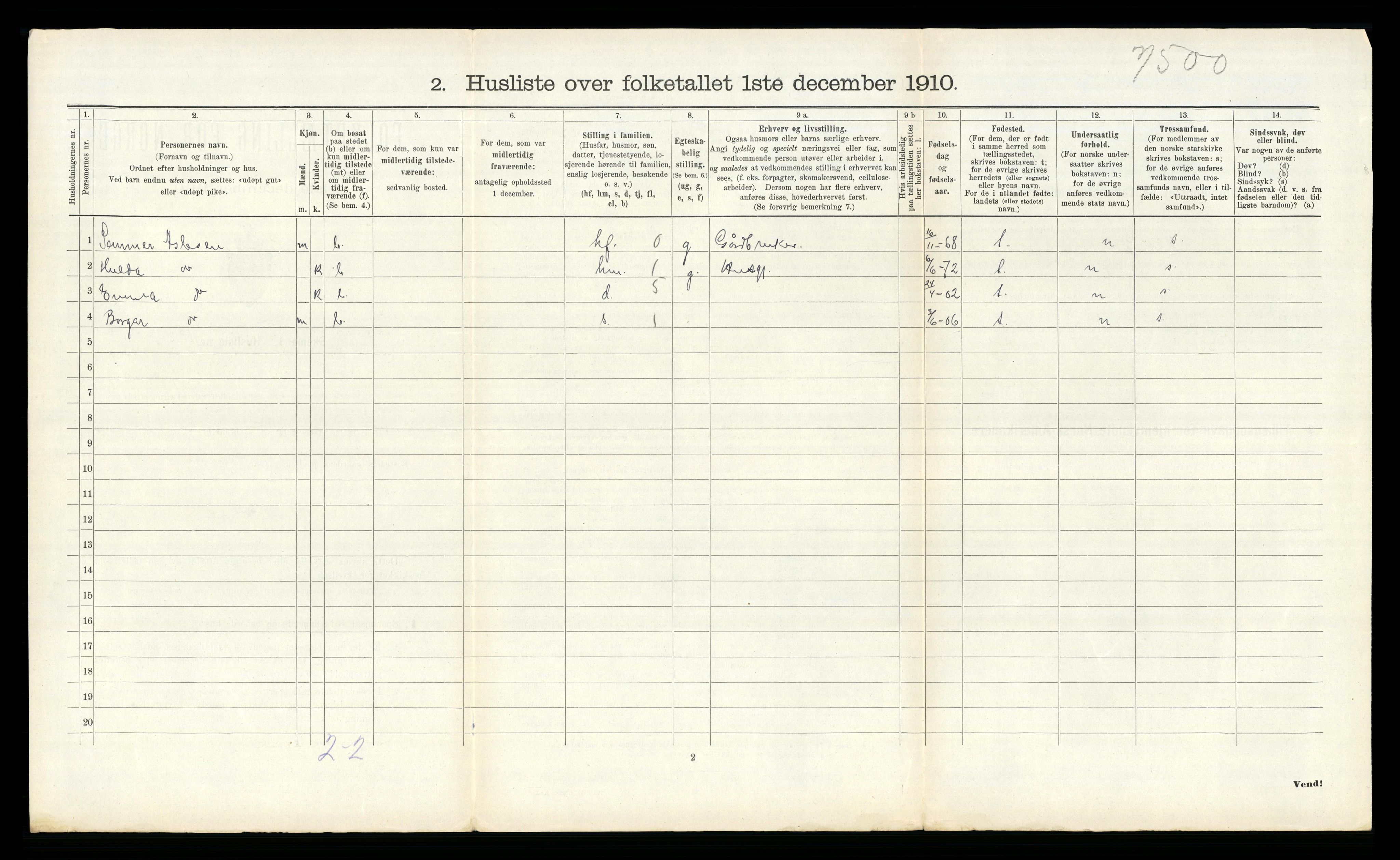 RA, 1910 census for Eidanger, 1910, p. 1256