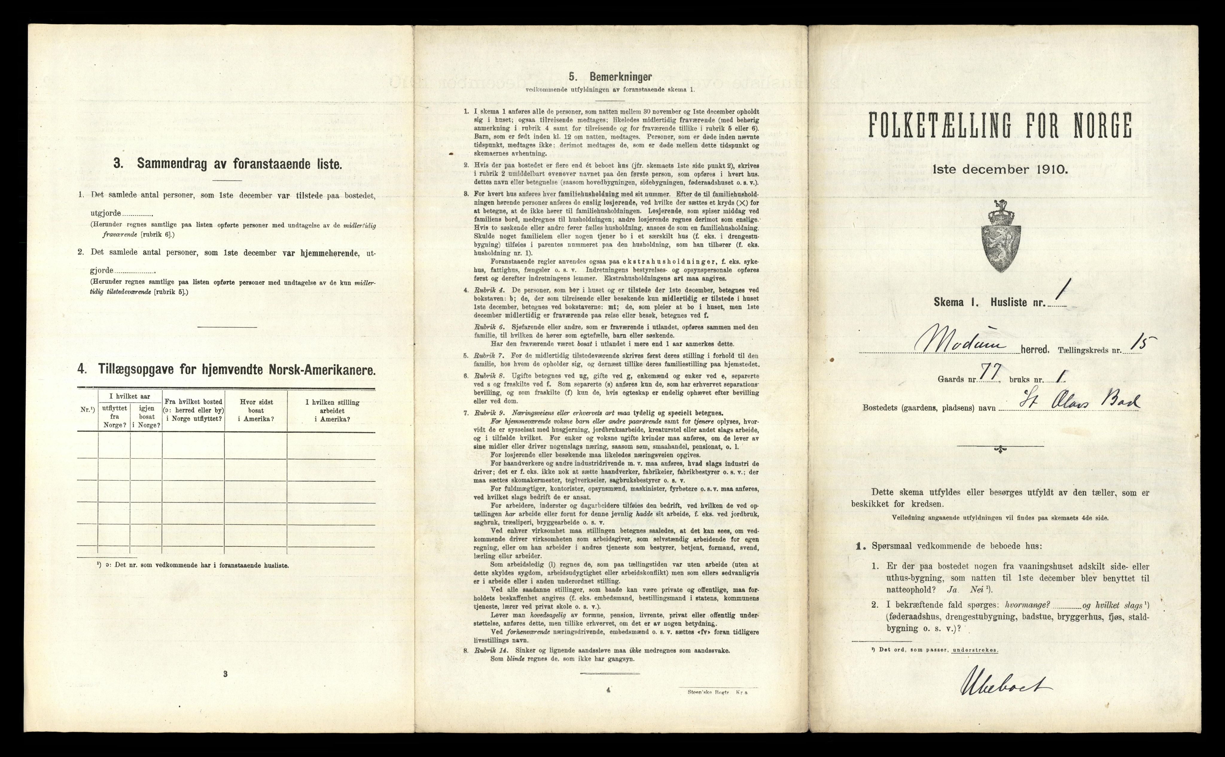 RA, 1910 census for Modum, 1910, p. 2476