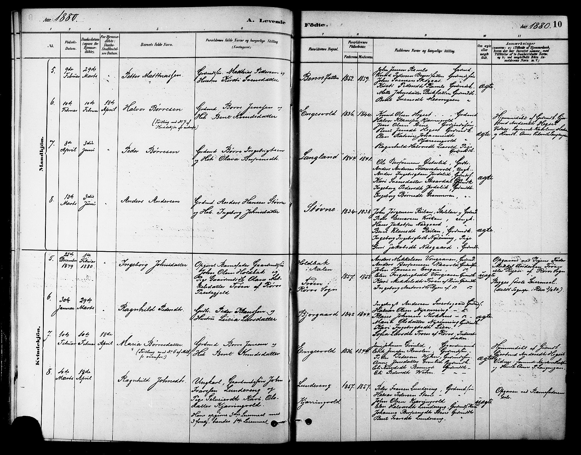 Ministerialprotokoller, klokkerbøker og fødselsregistre - Sør-Trøndelag, SAT/A-1456/686/L0983: Parish register (official) no. 686A01, 1879-1890, p. 10