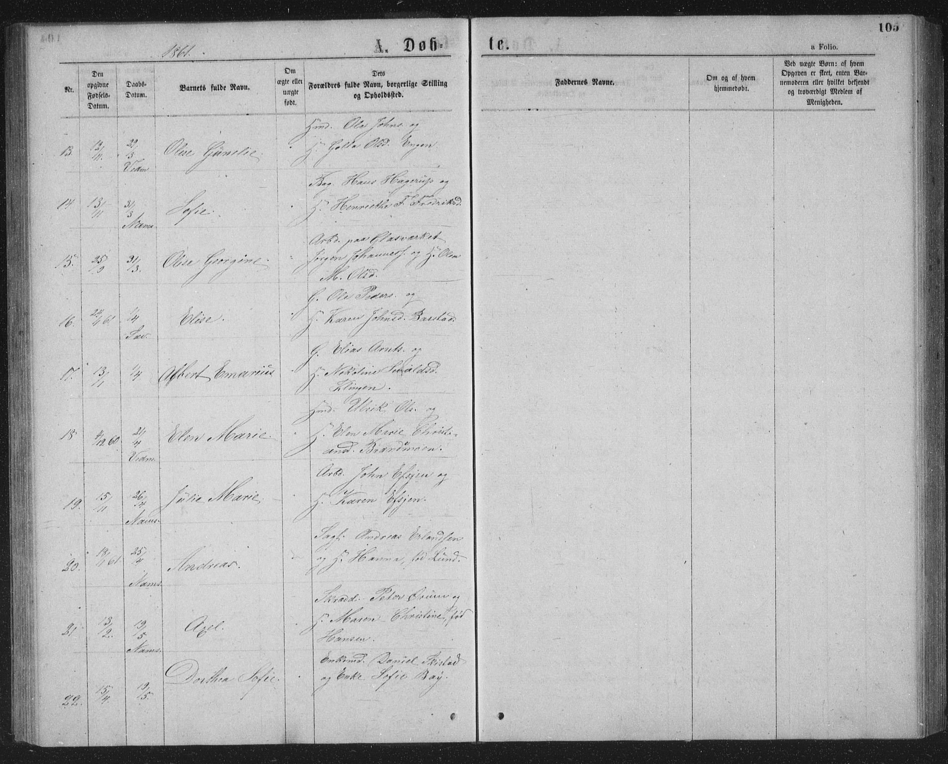 Ministerialprotokoller, klokkerbøker og fødselsregistre - Nord-Trøndelag, AV/SAT-A-1458/768/L0566: Parish register (official) no. 768A01, 1836-1865, p. 105