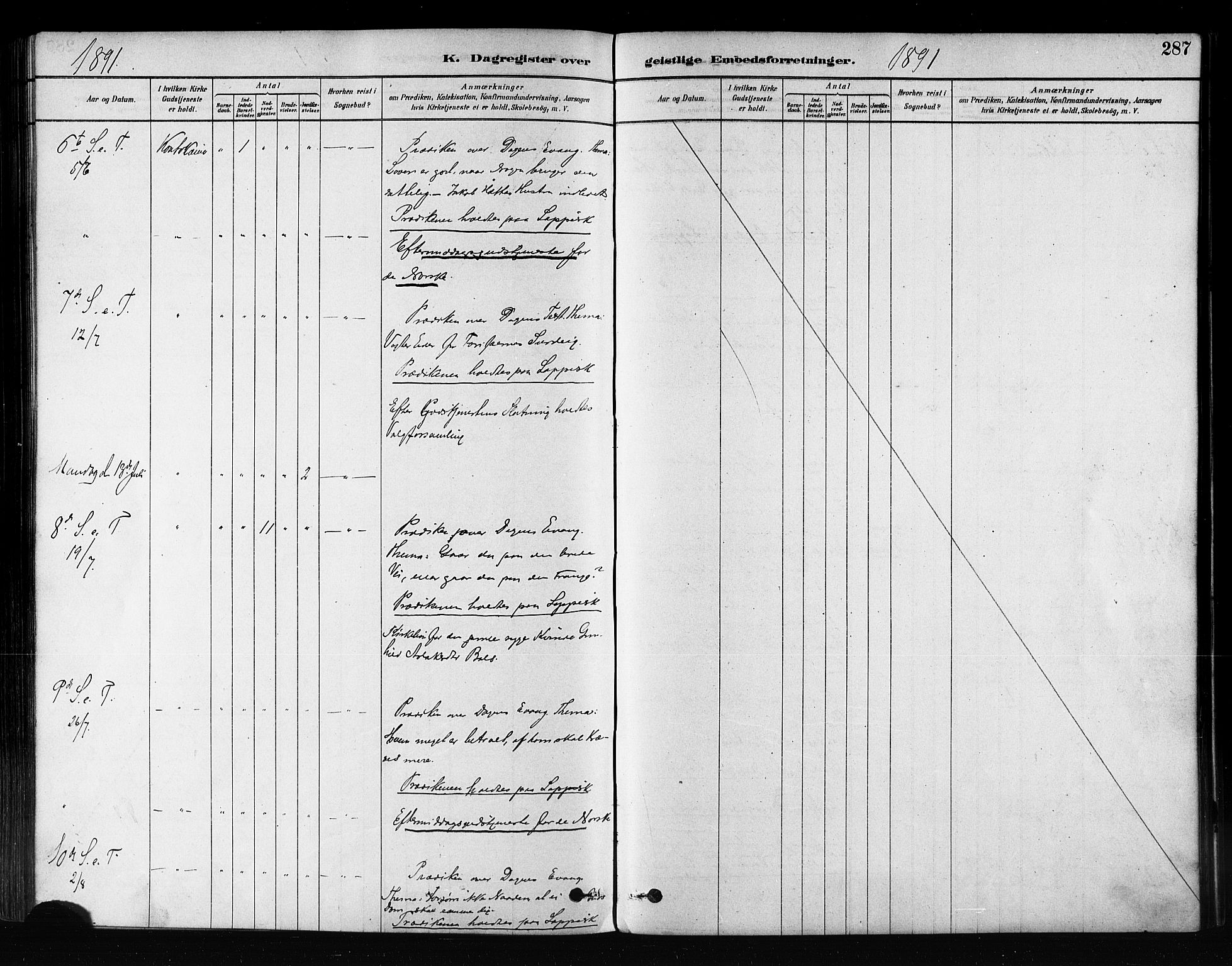 Kautokeino sokneprestembete, AV/SATØ-S-1340/H/Ha/L0004.kirke: Parish register (official) no. 4, 1877-1896, p. 287