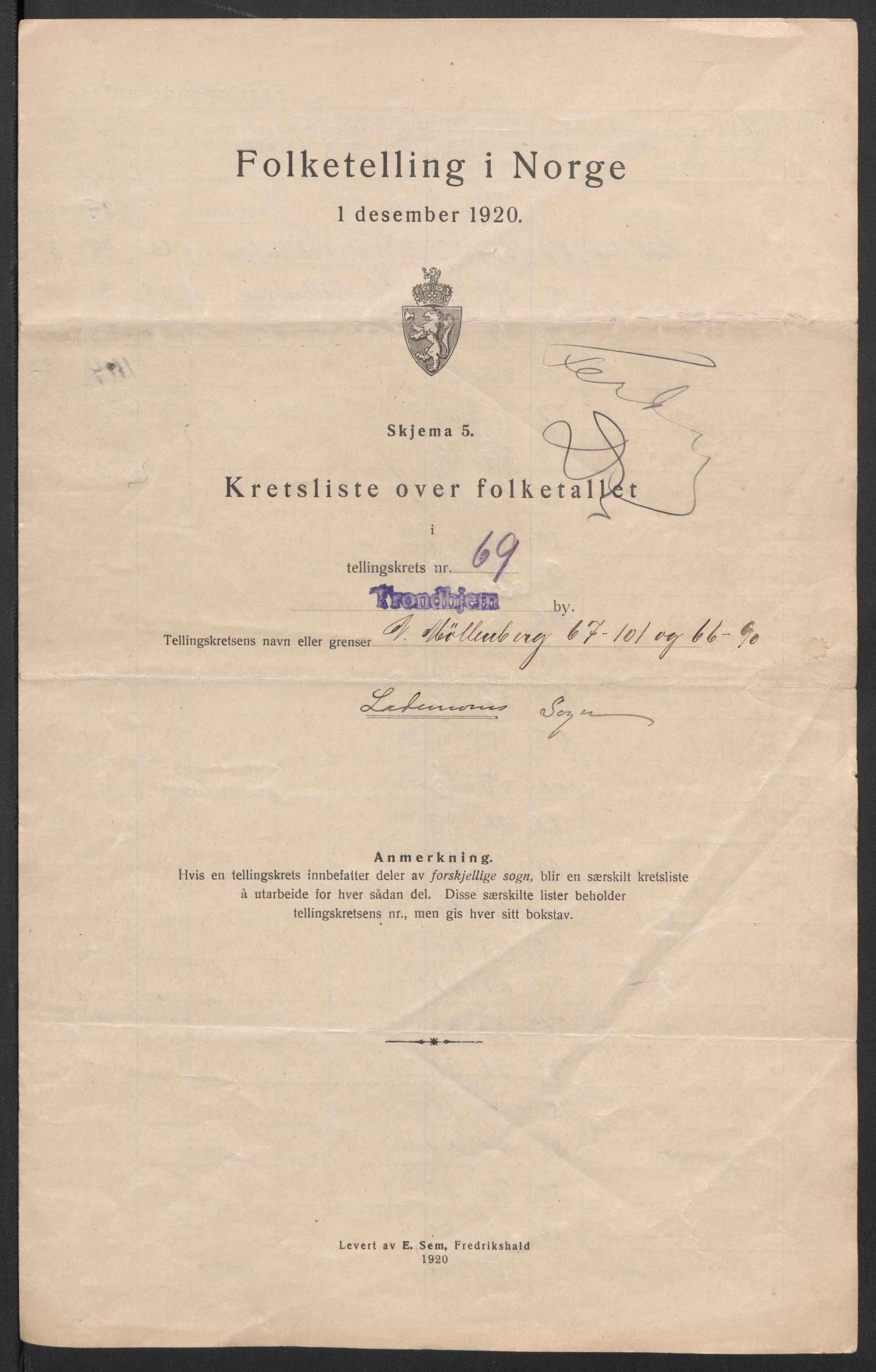 SAT, 1920 census for Trondheim, 1920, p. 221
