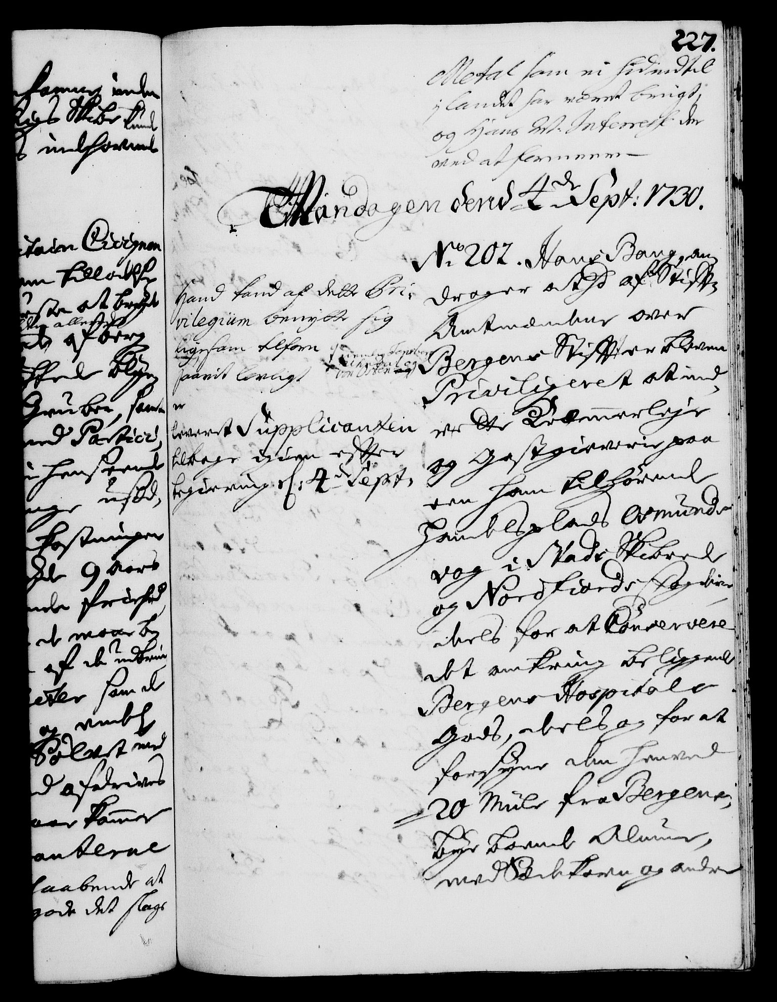 Rentekammeret, Kammerkanselliet, AV/RA-EA-3111/G/Gh/Gha/L0012: Norsk ekstraktmemorialprotokoll (merket RK 53.57), 1730, p. 227