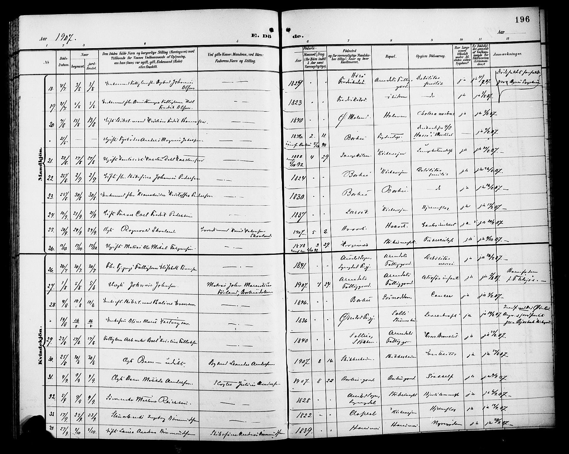 Barbu sokneprestkontor, SAK/1111-0003/F/Fb/L0003: Parish register (copy) no. B 3, 1897-1911, p. 196