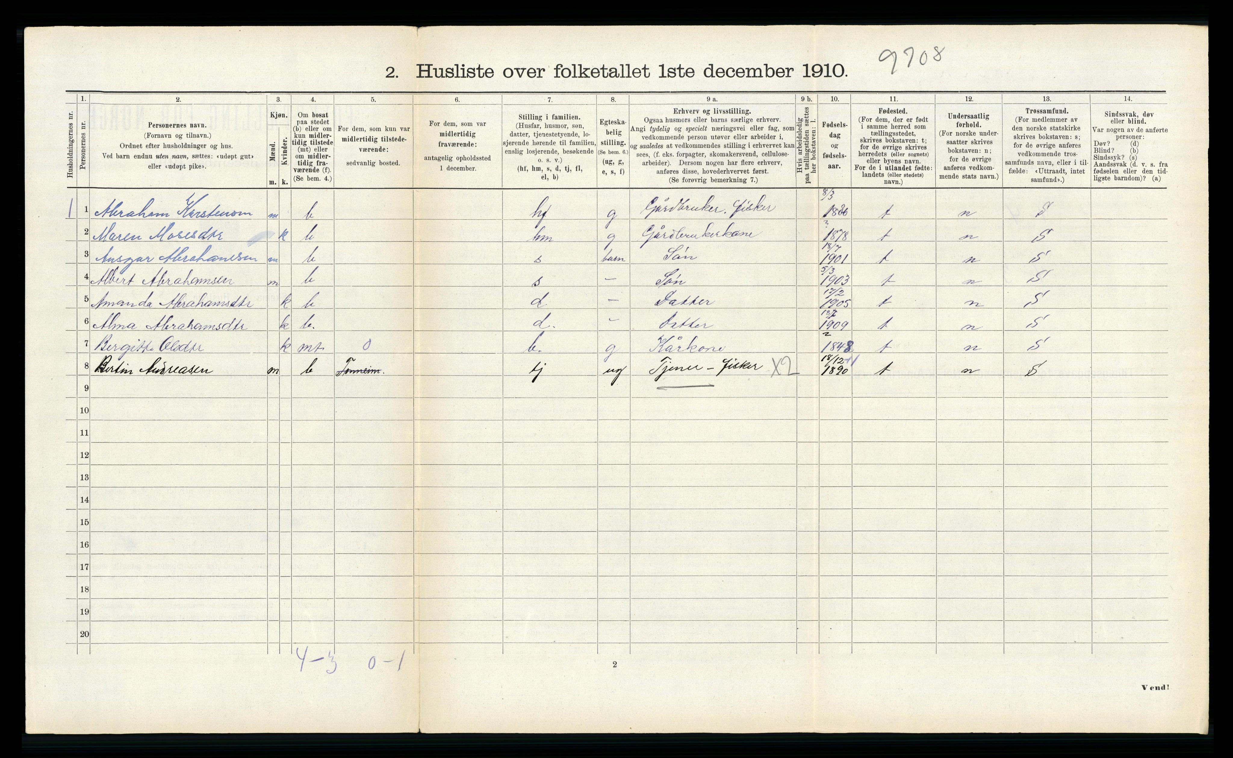 RA, 1910 census for Kinn, 1910, p. 473