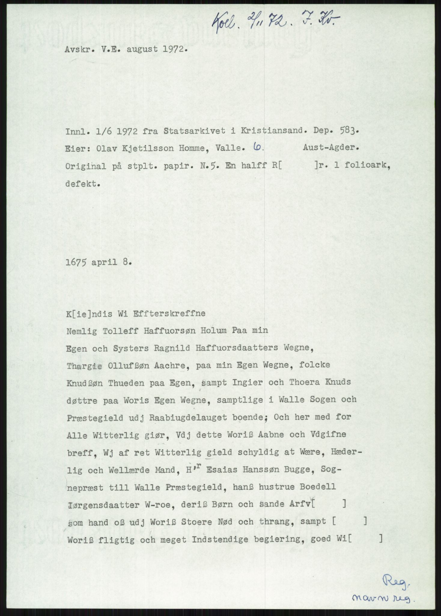 Samlinger til kildeutgivelse, Diplomavskriftsamlingen, AV/RA-EA-4053/H/Ha, p. 2482