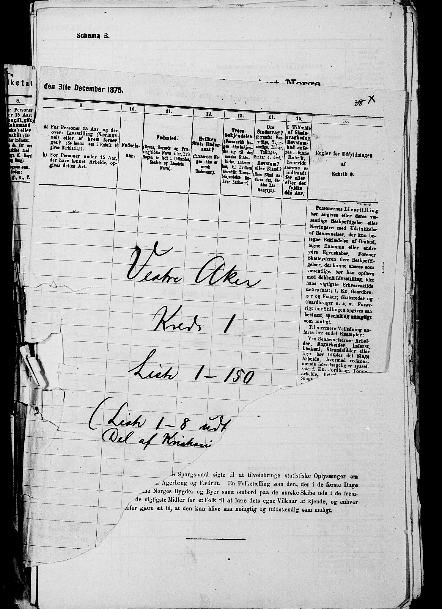 RA, 1875 census for 0218aP Vestre Aker, 1875, p. 171