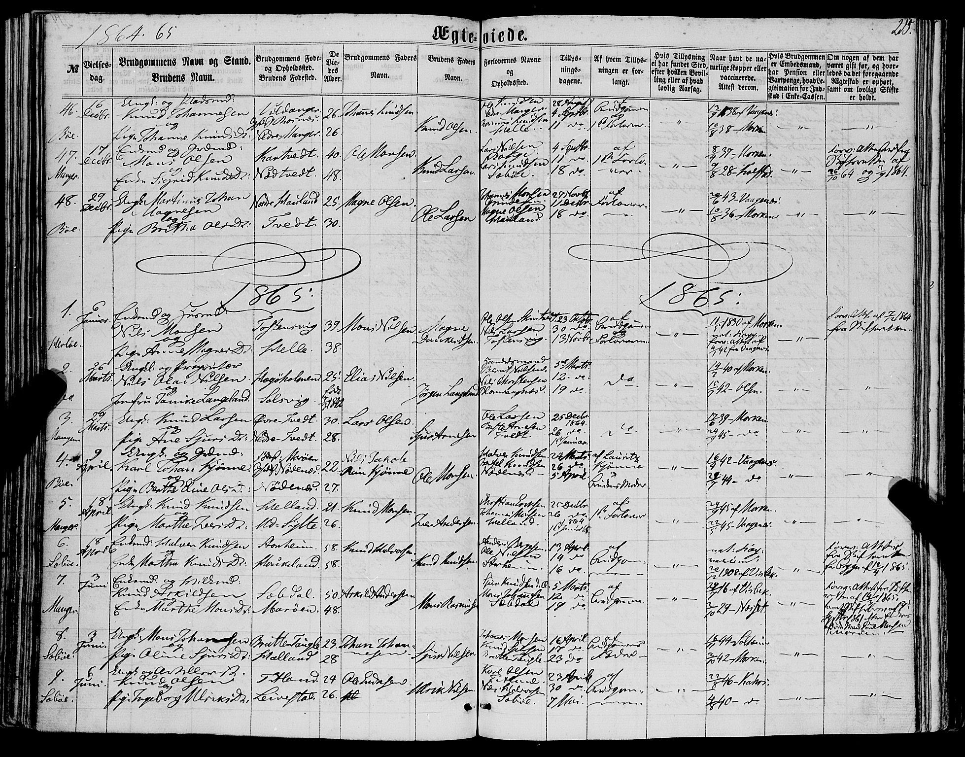 Manger sokneprestembete, AV/SAB-A-76801/H/Haa: Parish register (official) no. A 7, 1860-1870, p. 215