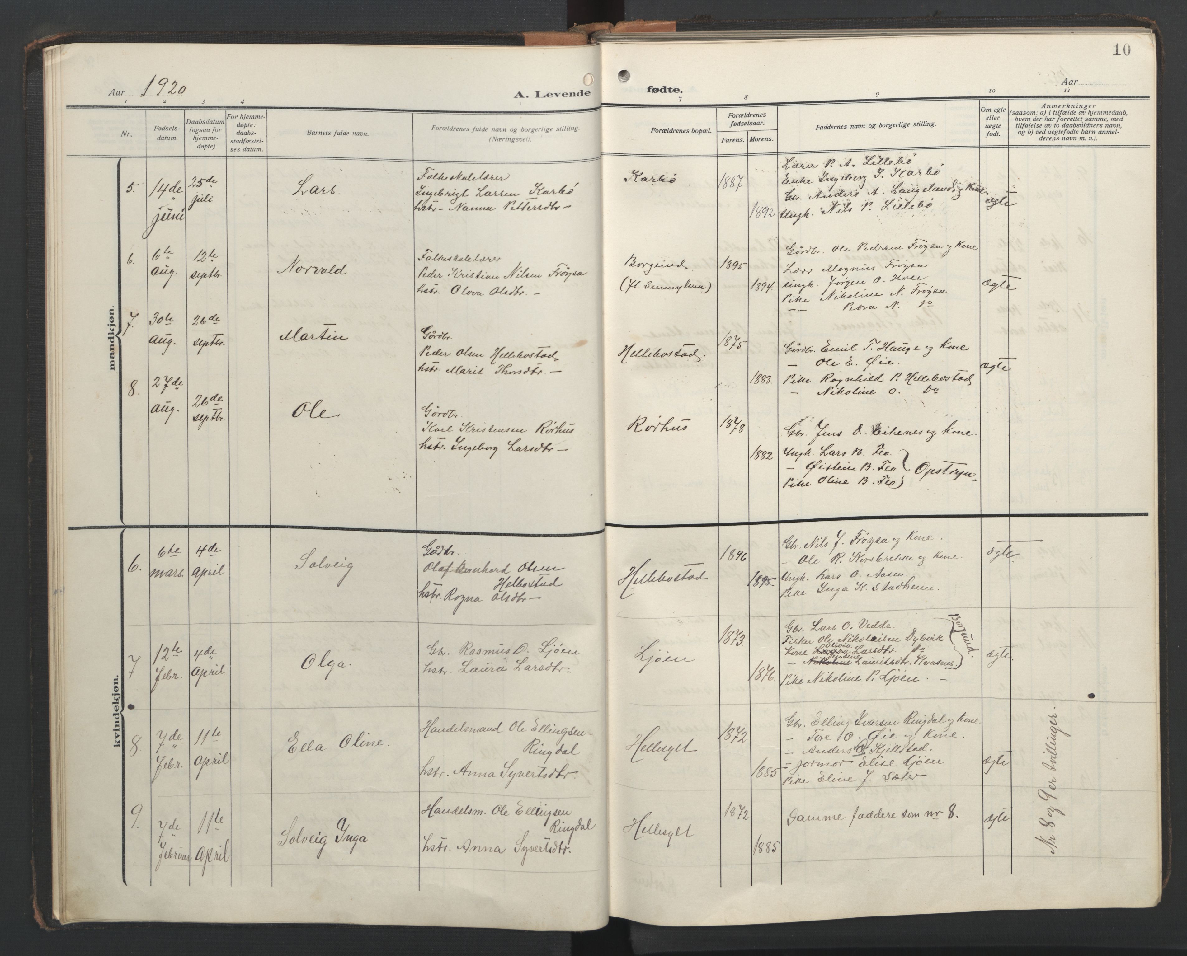 Ministerialprotokoller, klokkerbøker og fødselsregistre - Møre og Romsdal, AV/SAT-A-1454/517/L0232: Parish register (copy) no. 517C05, 1910-1946, p. 10