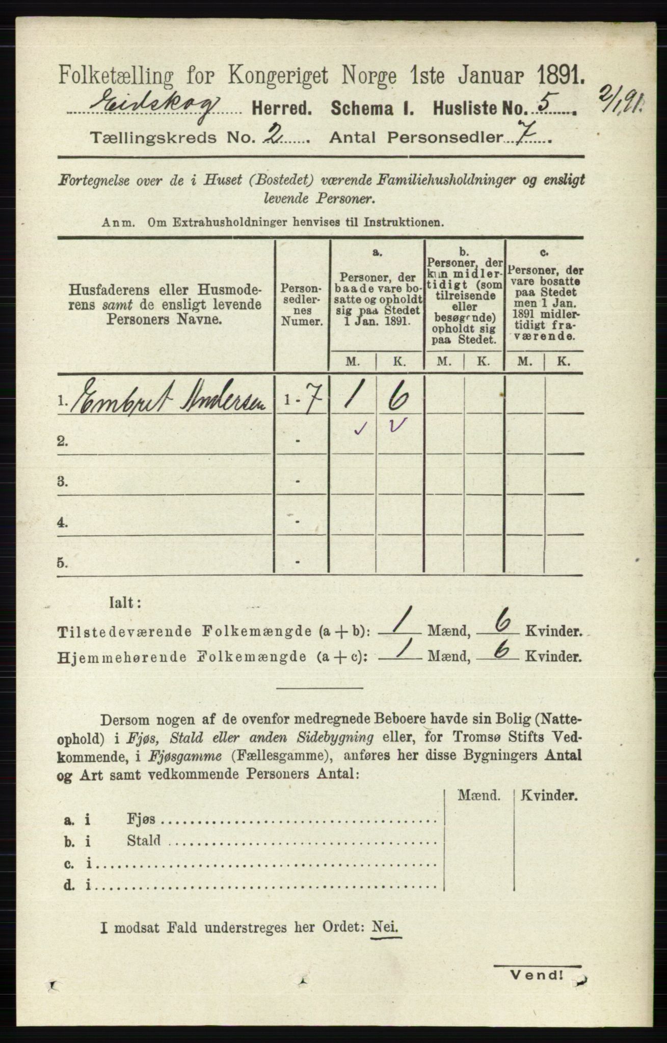 RA, 1891 census for 0420 Eidskog, 1891, p. 434