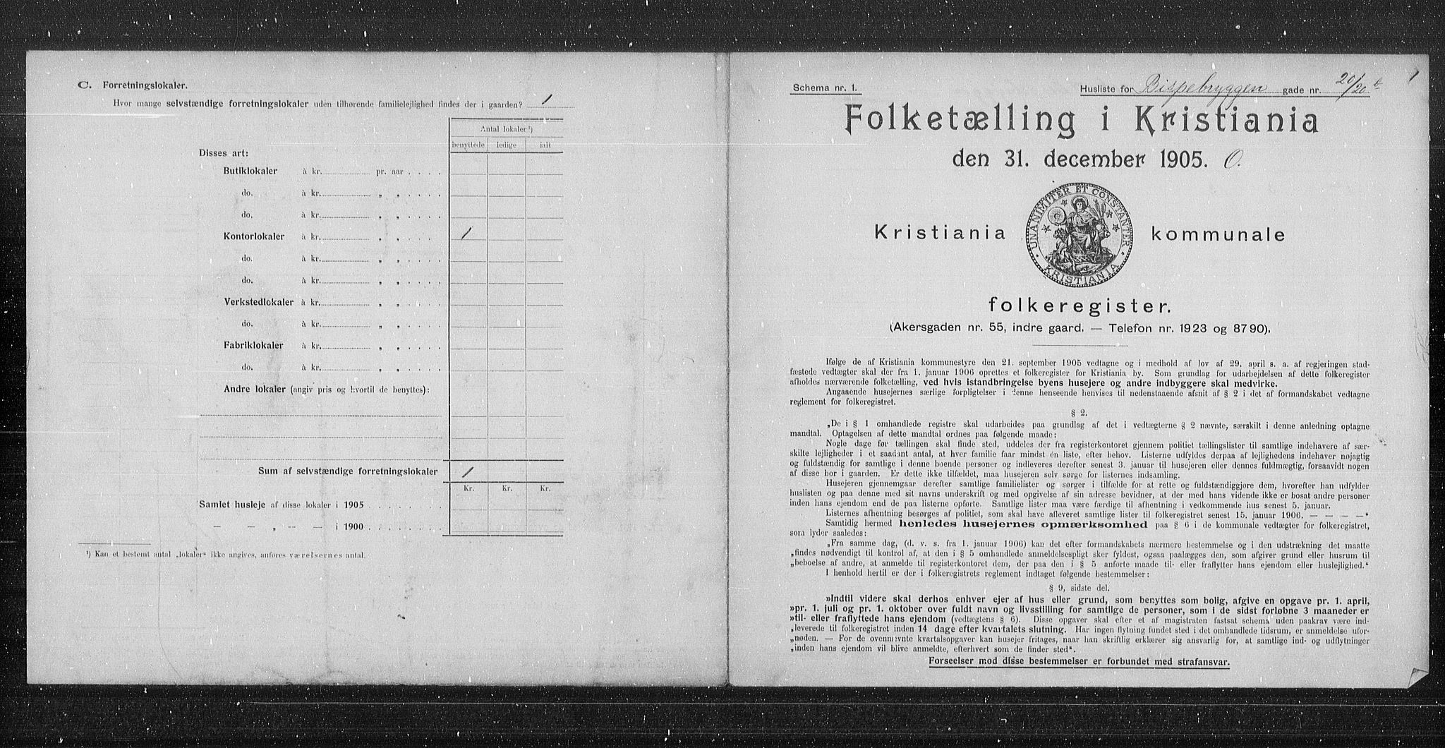OBA, Municipal Census 1905 for Kristiania, 1905, p. 2509