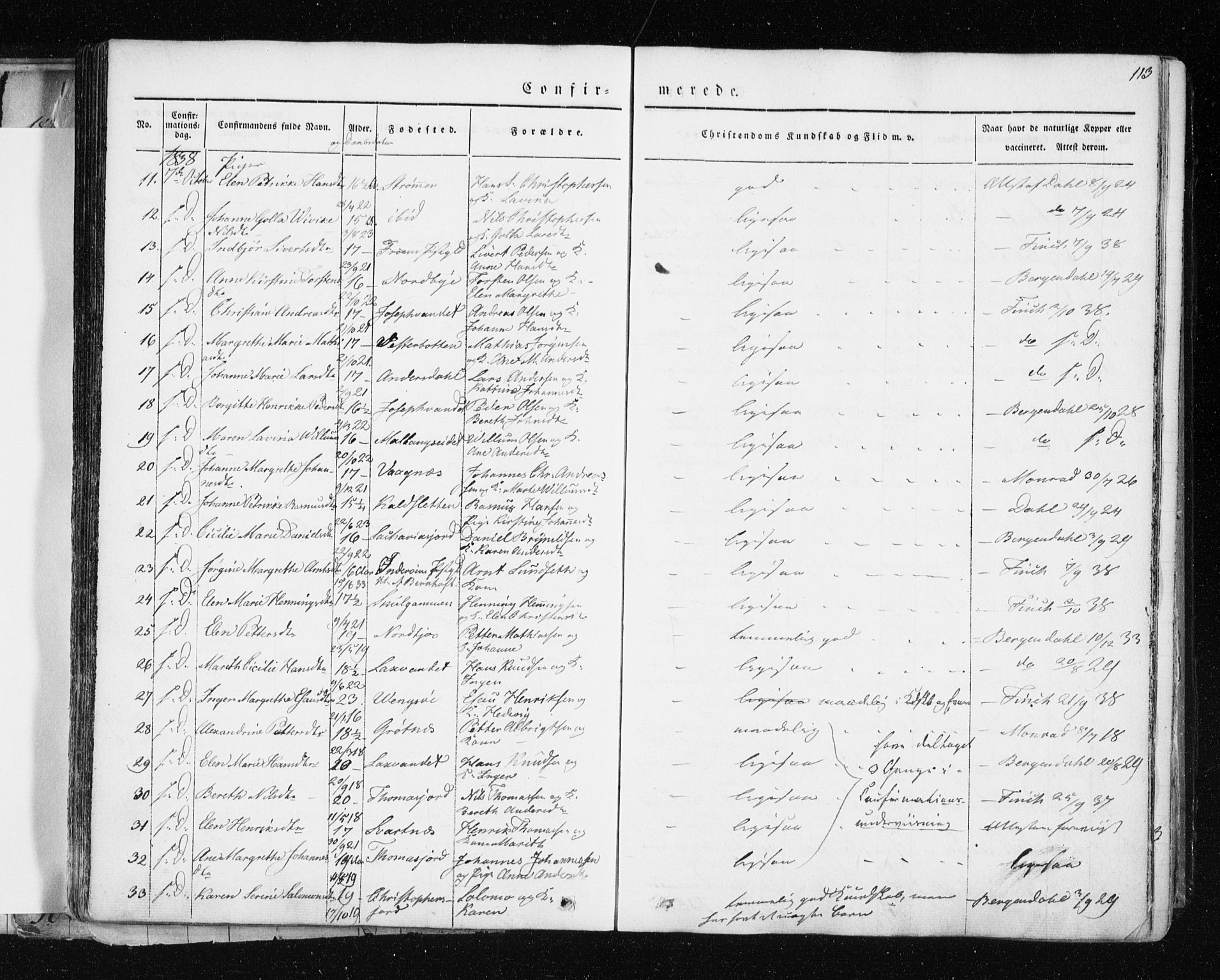 Tromsø sokneprestkontor/stiftsprosti/domprosti, AV/SATØ-S-1343/G/Ga/L0009kirke: Parish register (official) no. 9, 1837-1847, p. 113