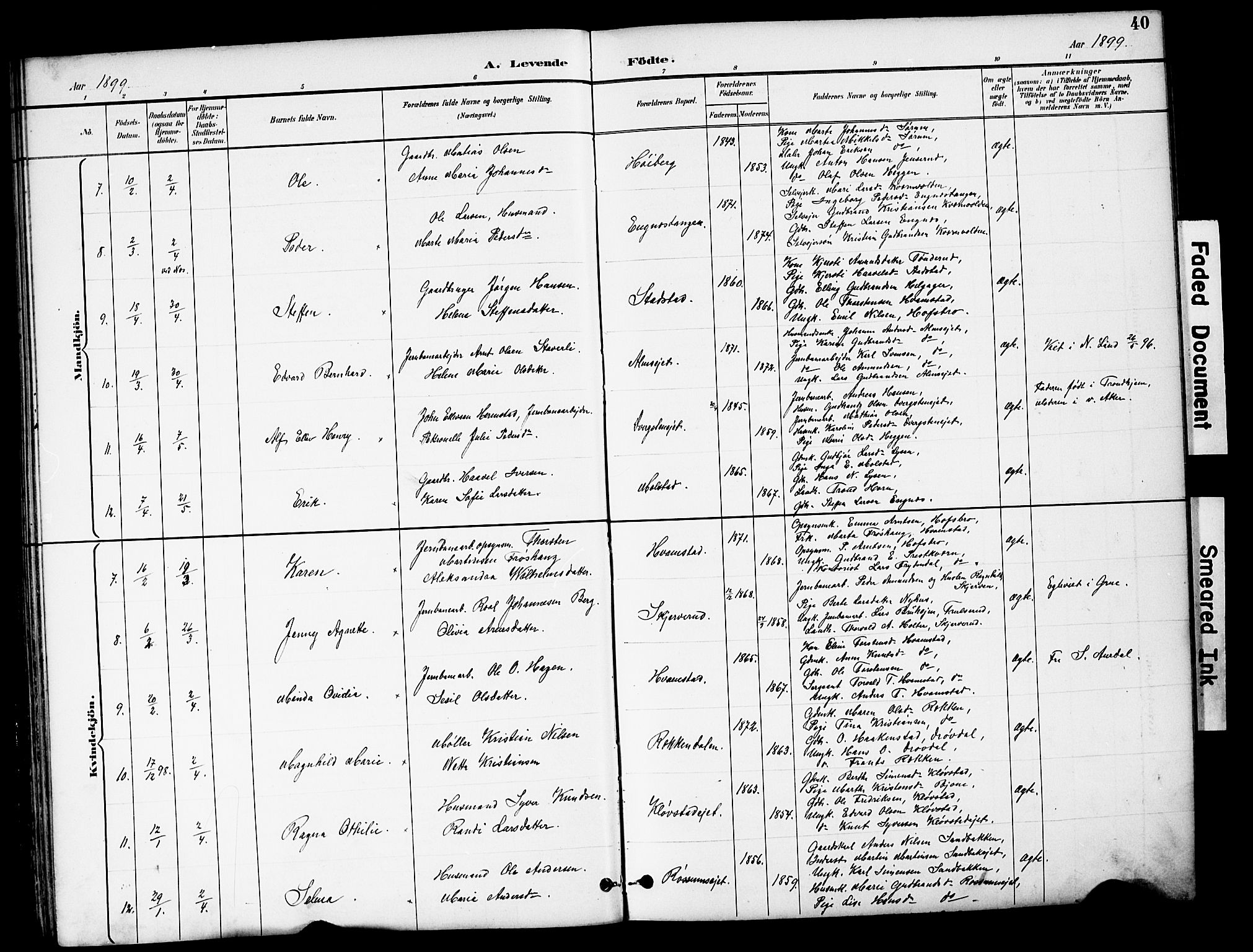 Brandbu prestekontor, SAH/PREST-114/H/Ha/Hab/L0006: Parish register (copy) no. 6, 1893-1902, p. 40