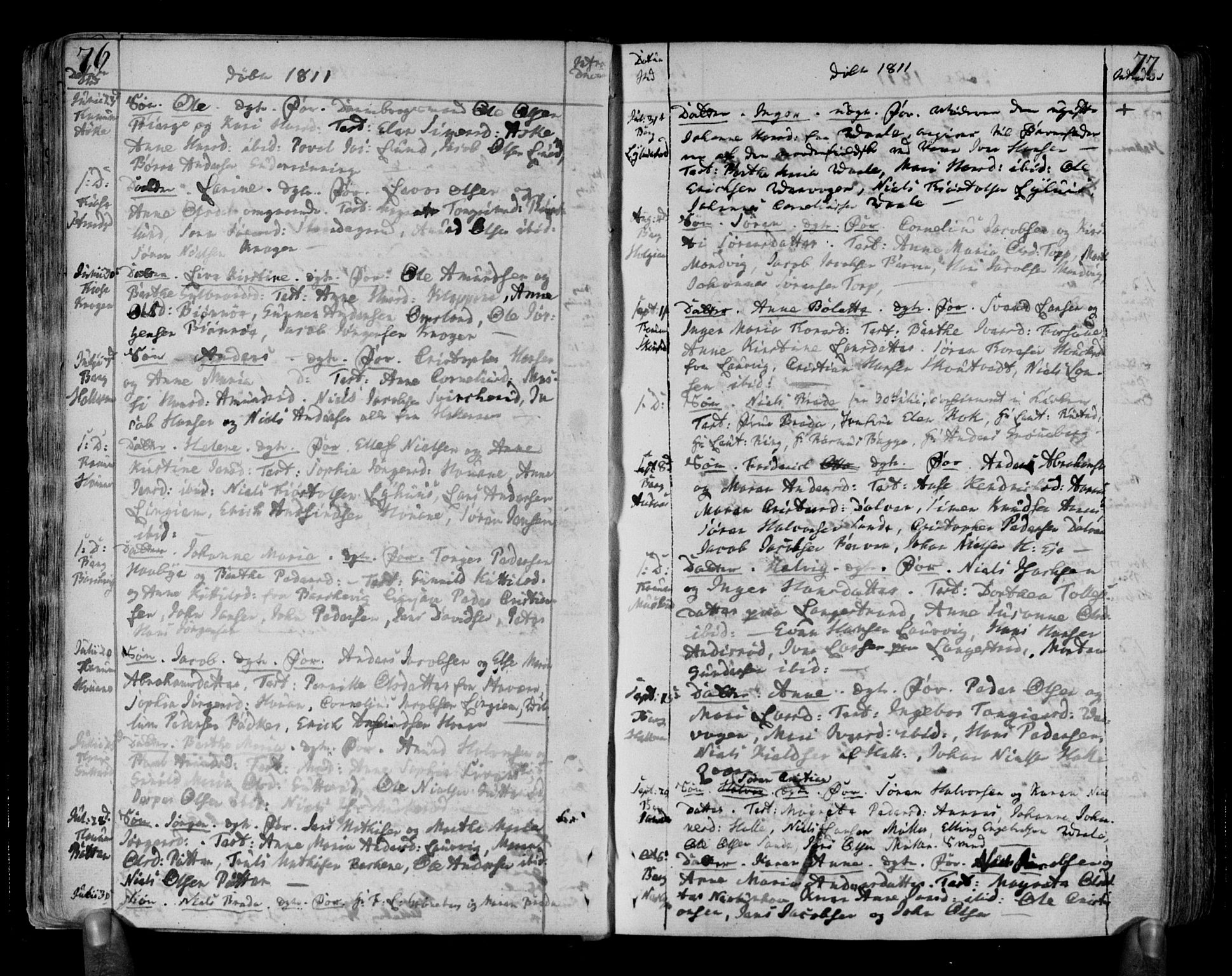 Brunlanes kirkebøker, SAKO/A-342/F/Fa/L0002: Parish register (official) no. I 2, 1802-1834, p. 76-77